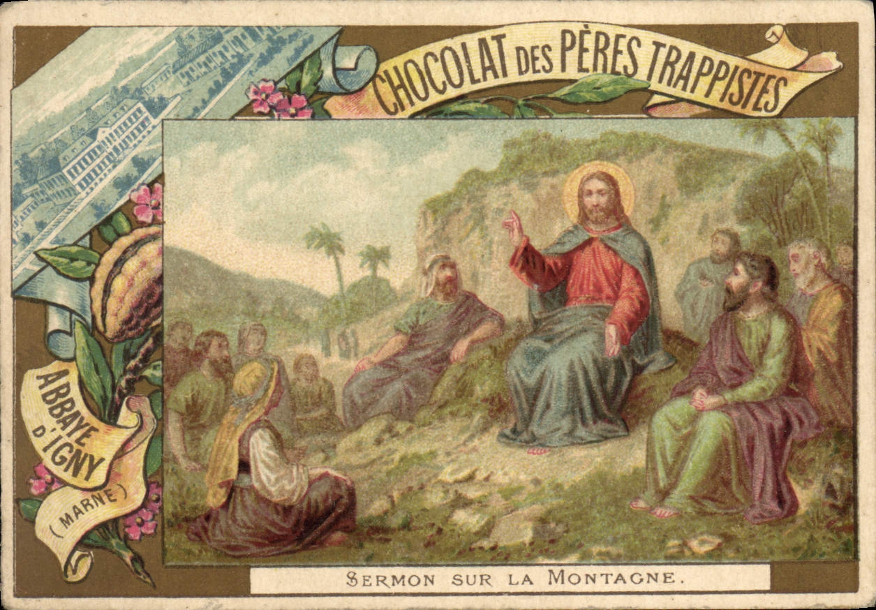 Chromo Chocolat Des Peres Trappistes SErmon sur la montahne Abbaye d'Igny Christ