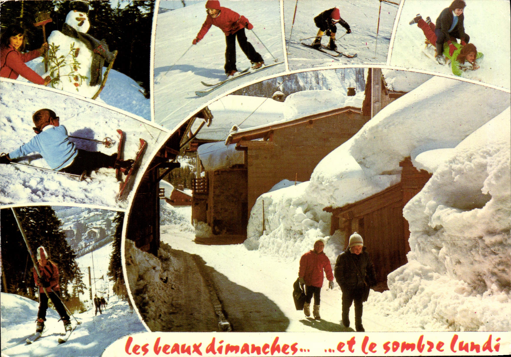 CPM Les beaux dimanches et le sombre lundi Enfants Ski
