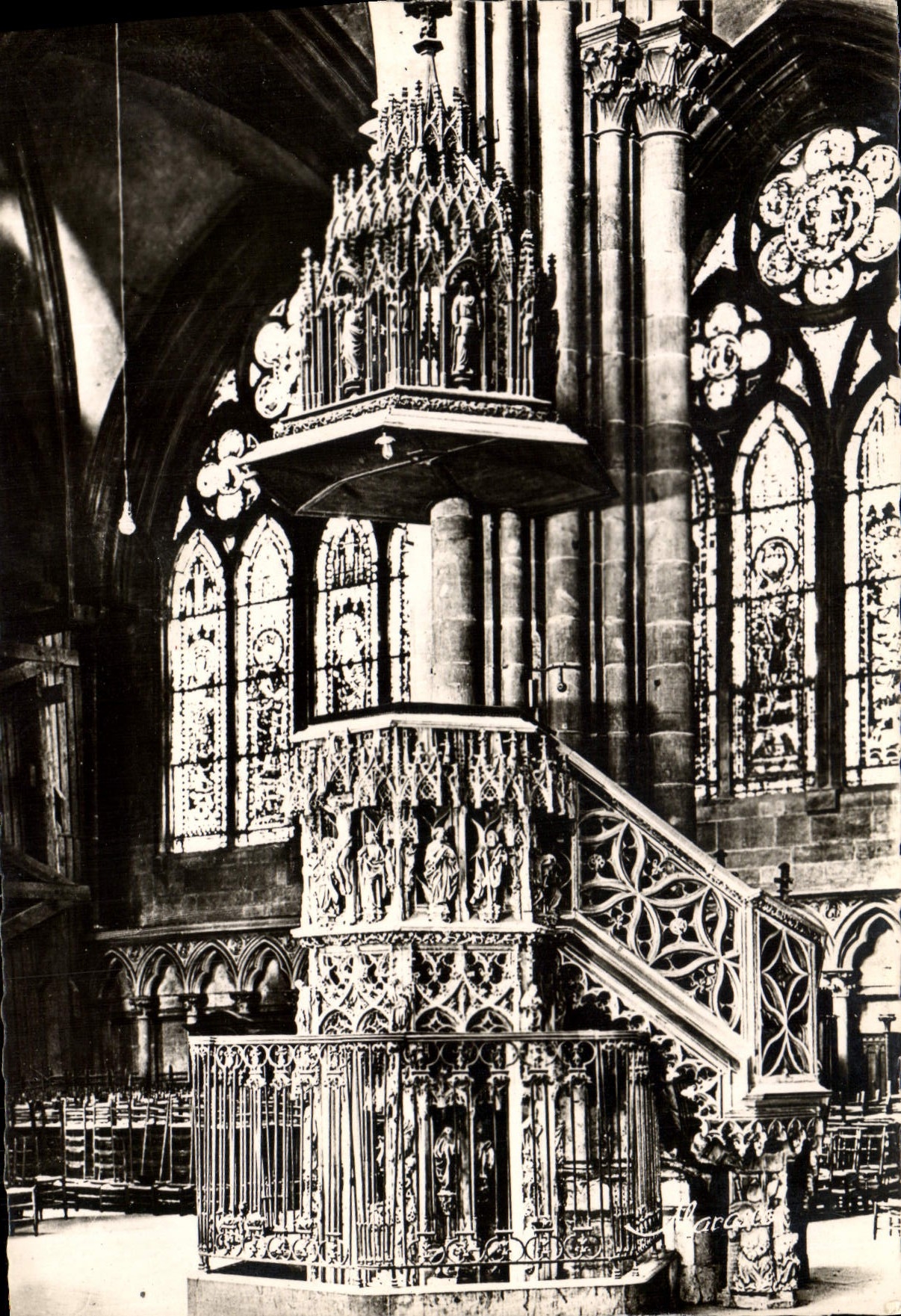MODERN CARD Interior Strasbourg of the Cathedral the pulpit