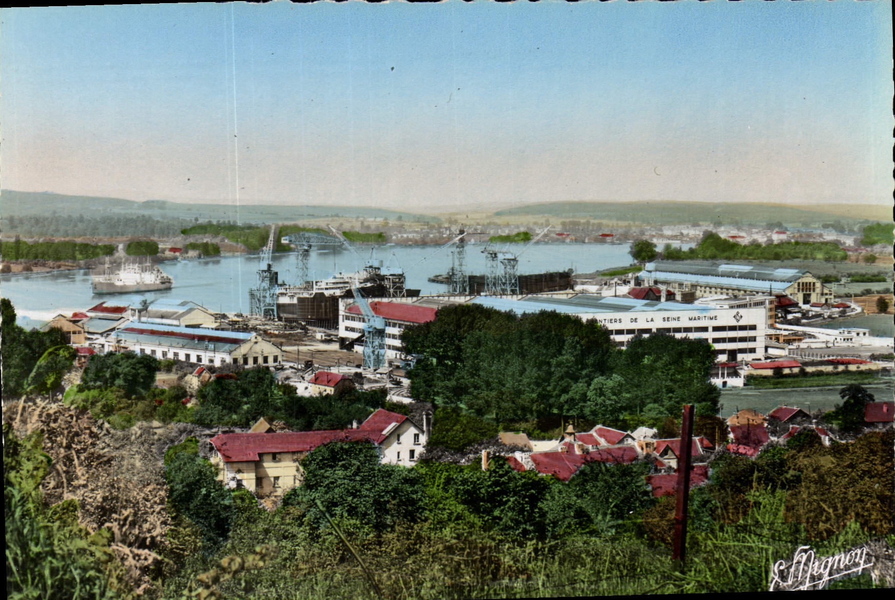 POSTAL MODERNA la opinión de la característica de los solares de los talleres y del Seine marítimo