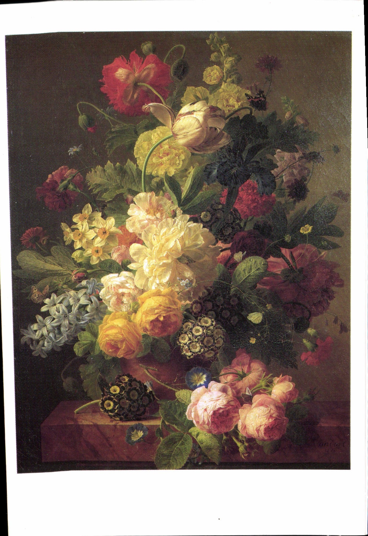 MODERN CARD Fleurs In a Vase Poses on a Marble Console Jan Frans Van Dael