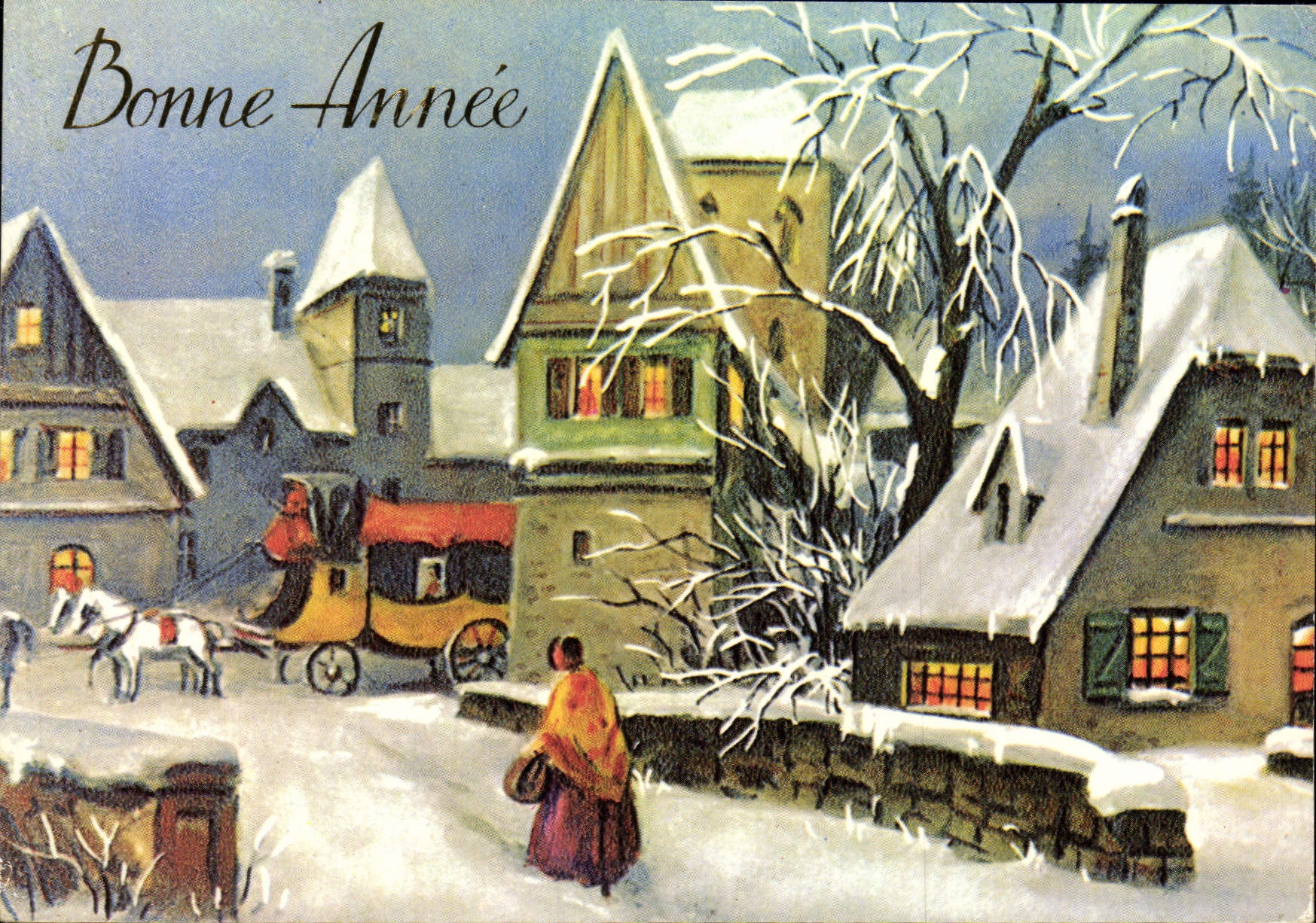 MODERN CARD Happy New Year Barouche Horse