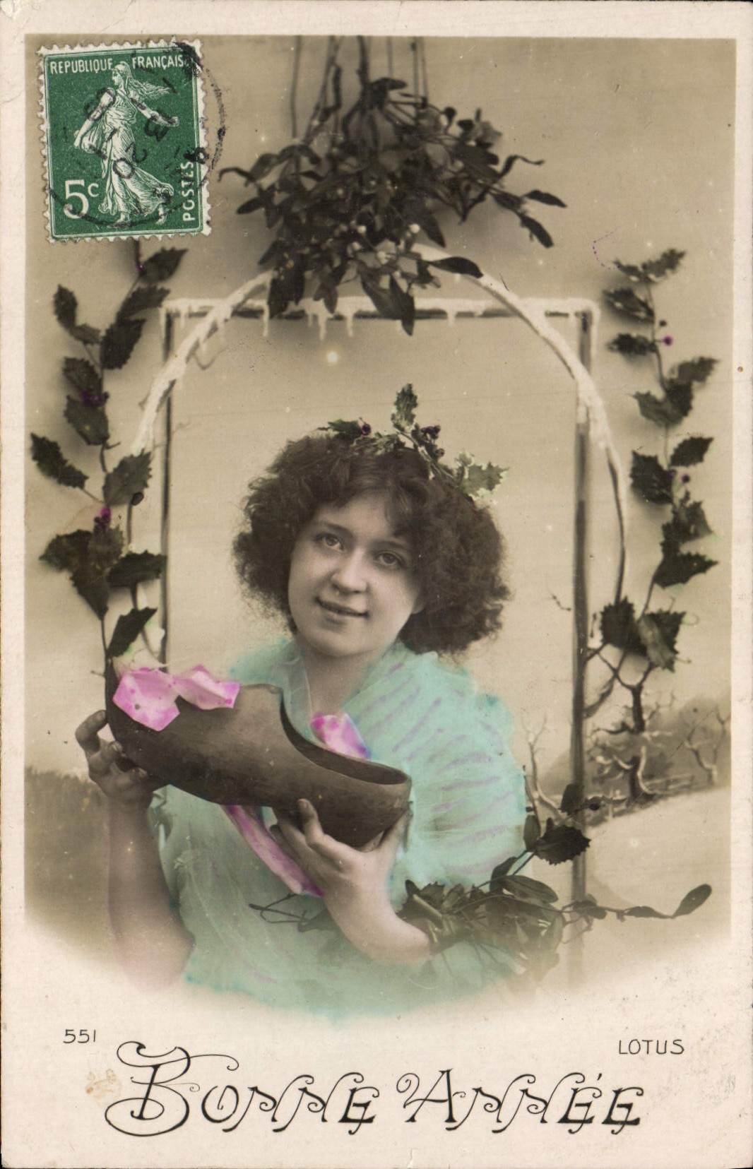 VINTAGE POSTCARD Fantasy Woman Happy New Year