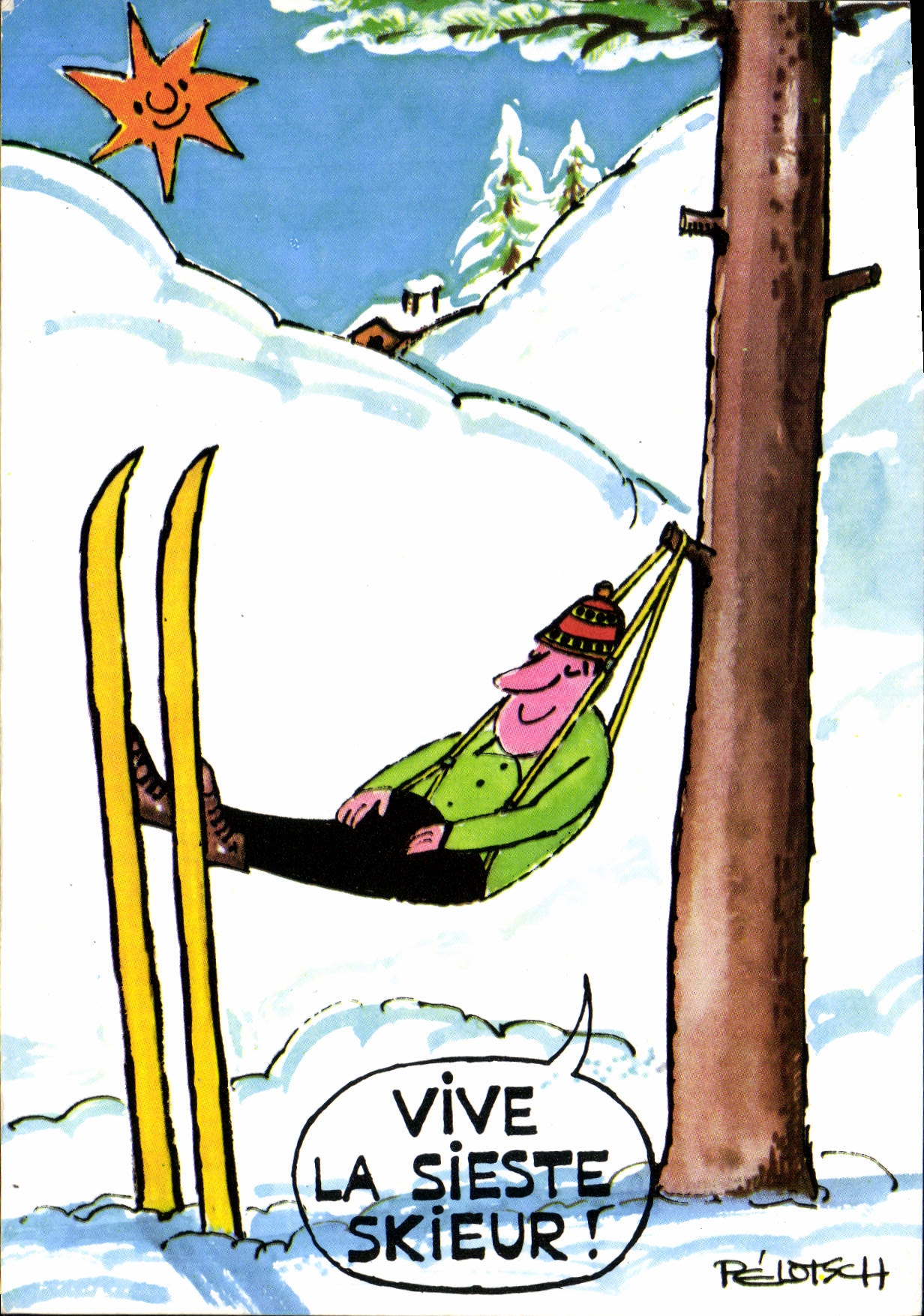 CPM Vive La Sieste Skieur Ski Humour Pelotsch
