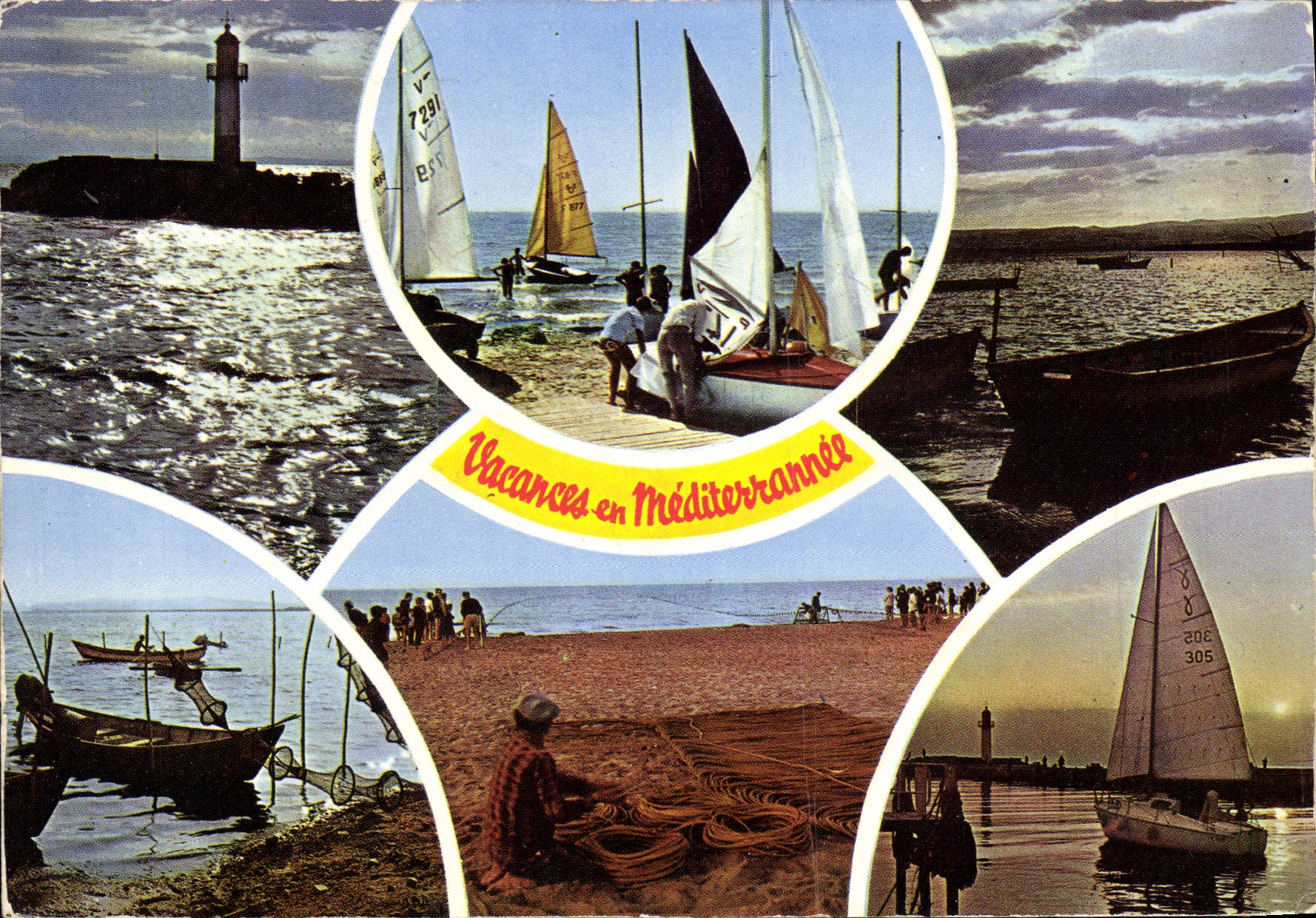 MODERN CARD To remember of Sea Holidays in Seaside Sailing Boat