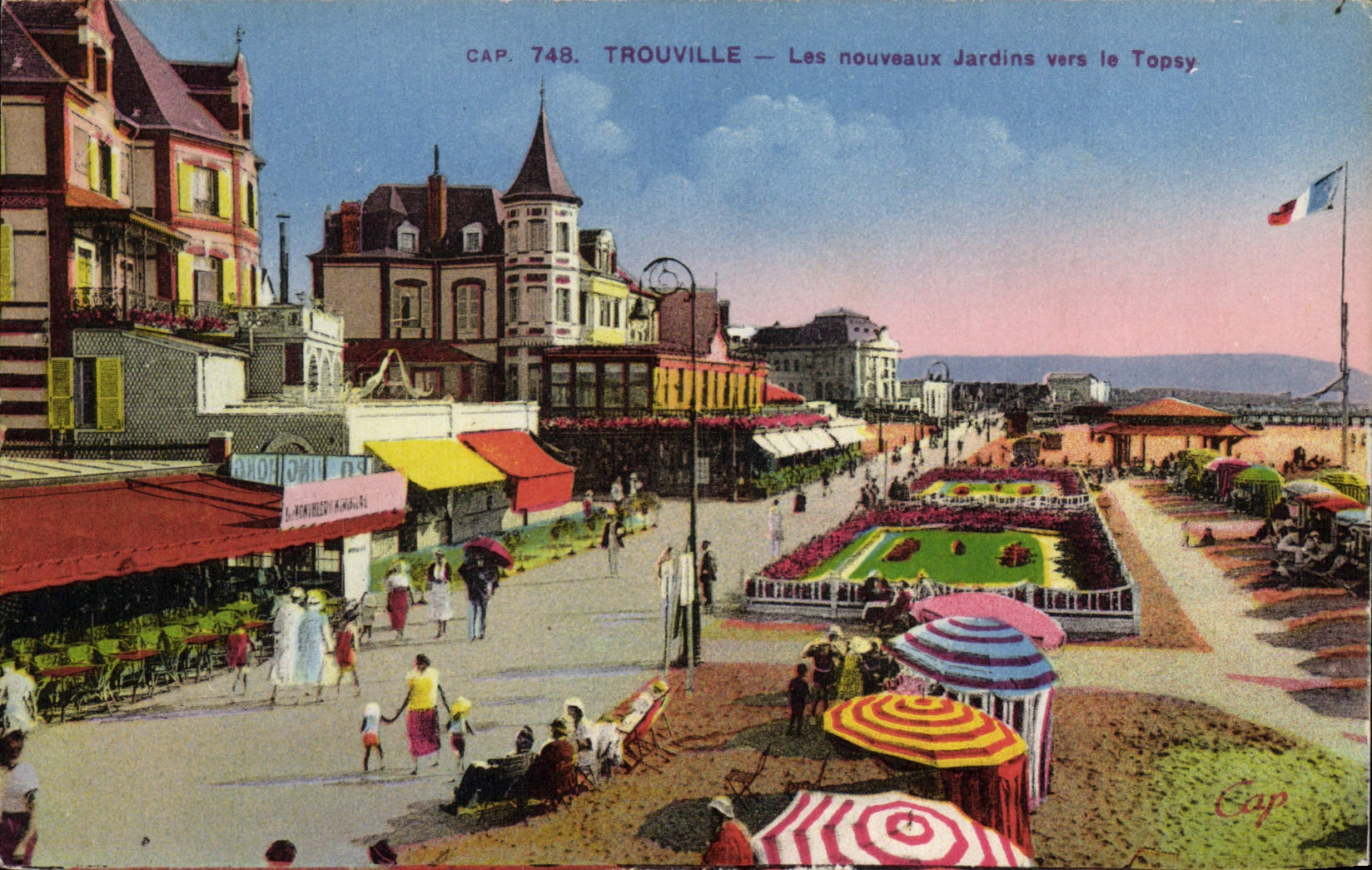 Jardines del nouvaux de Trouville de la POSTAL de la VENDIMIA hacia Topsy