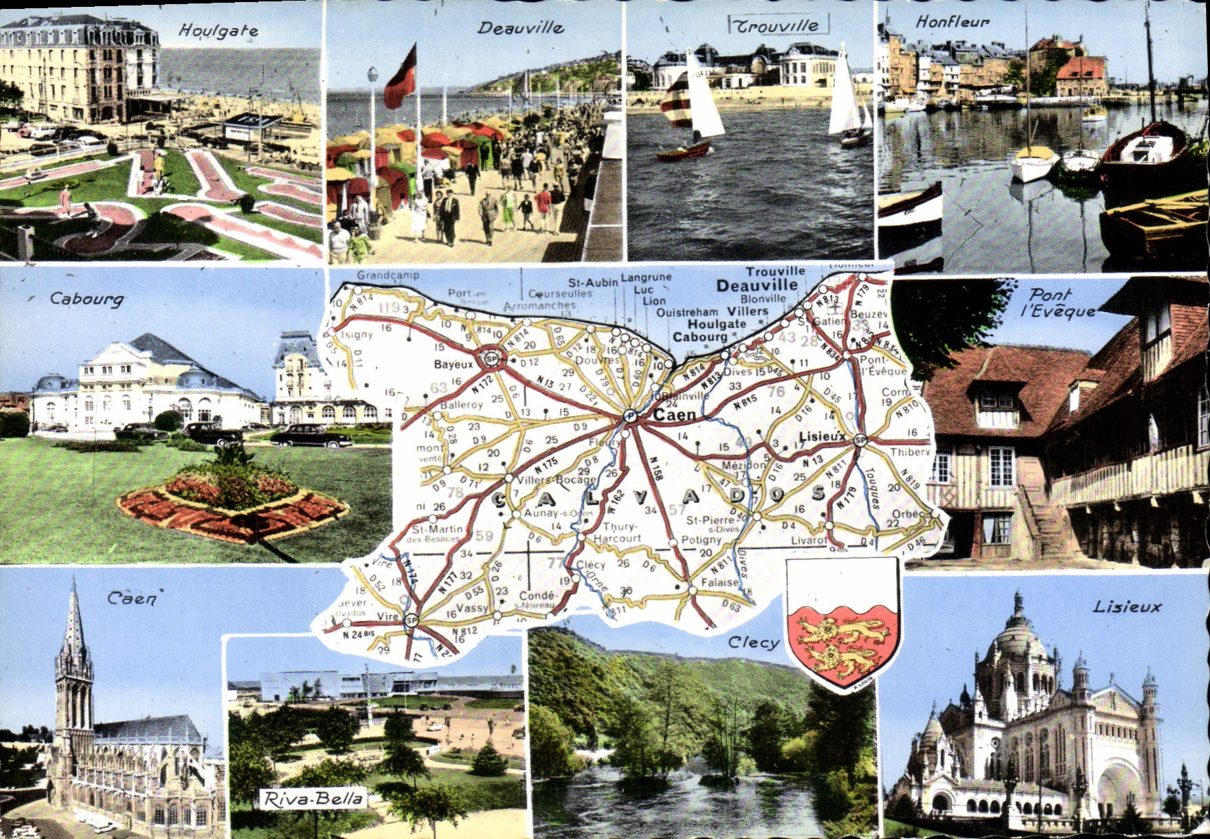 CPM Le Calvados Houlgate Deauville Trouville Honfleur Cabourg Caen Pont l'Eveque Lisieux Riva Bella