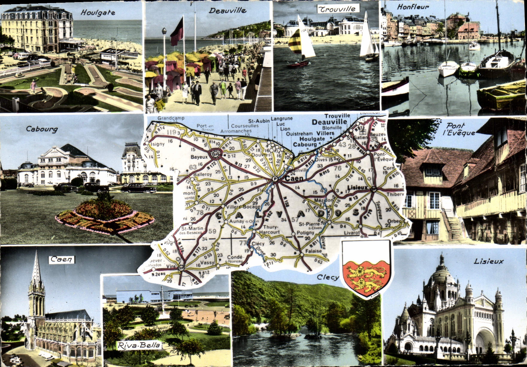 CPM Le Calvados Houlgate Deauville Trouville Honfleur Cabourg Caen Pont l'Eveque Lisieux Riva Bella