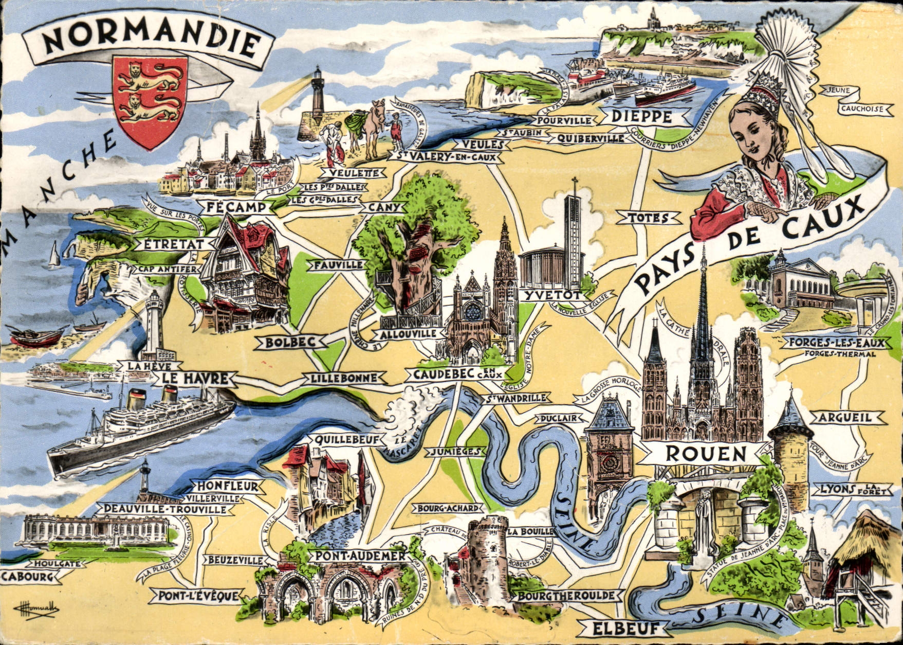 MODERN CARD the French Provinces Normandy Country of Caux