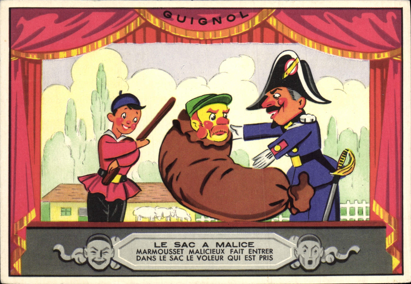 POSTAL MODERNA el bolso tiene Mischievousness Marmousset Malicieux insertado en el bolso el ladrón que se toma la marioneta