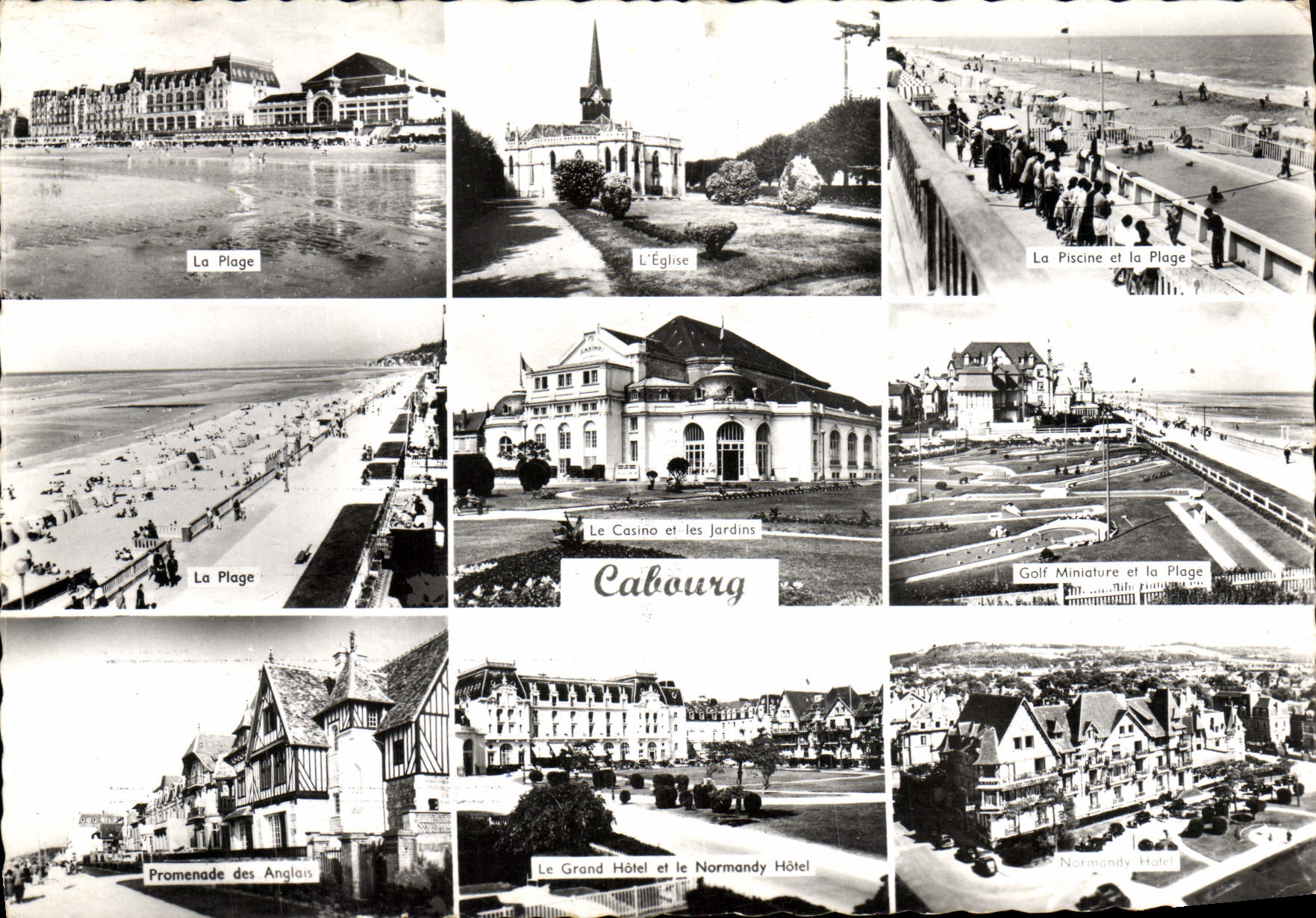 POSTAL MODERNA hotel de Normandía del golf de la piscina de la iglesia de la playa de Cabourg