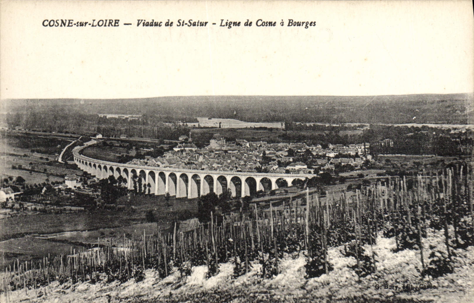 VINTAGE POSTCARD Cosne on the Loire Viaduc of Cosne has Bourges Vignes
