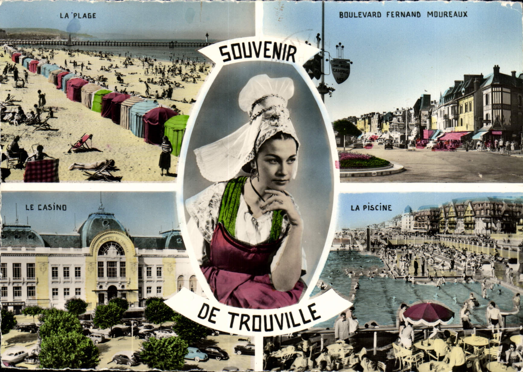 POSTAL MODERNA la reina de Trouville de las playas vara la piscina del casino de Fernando Moureaux del bulevar