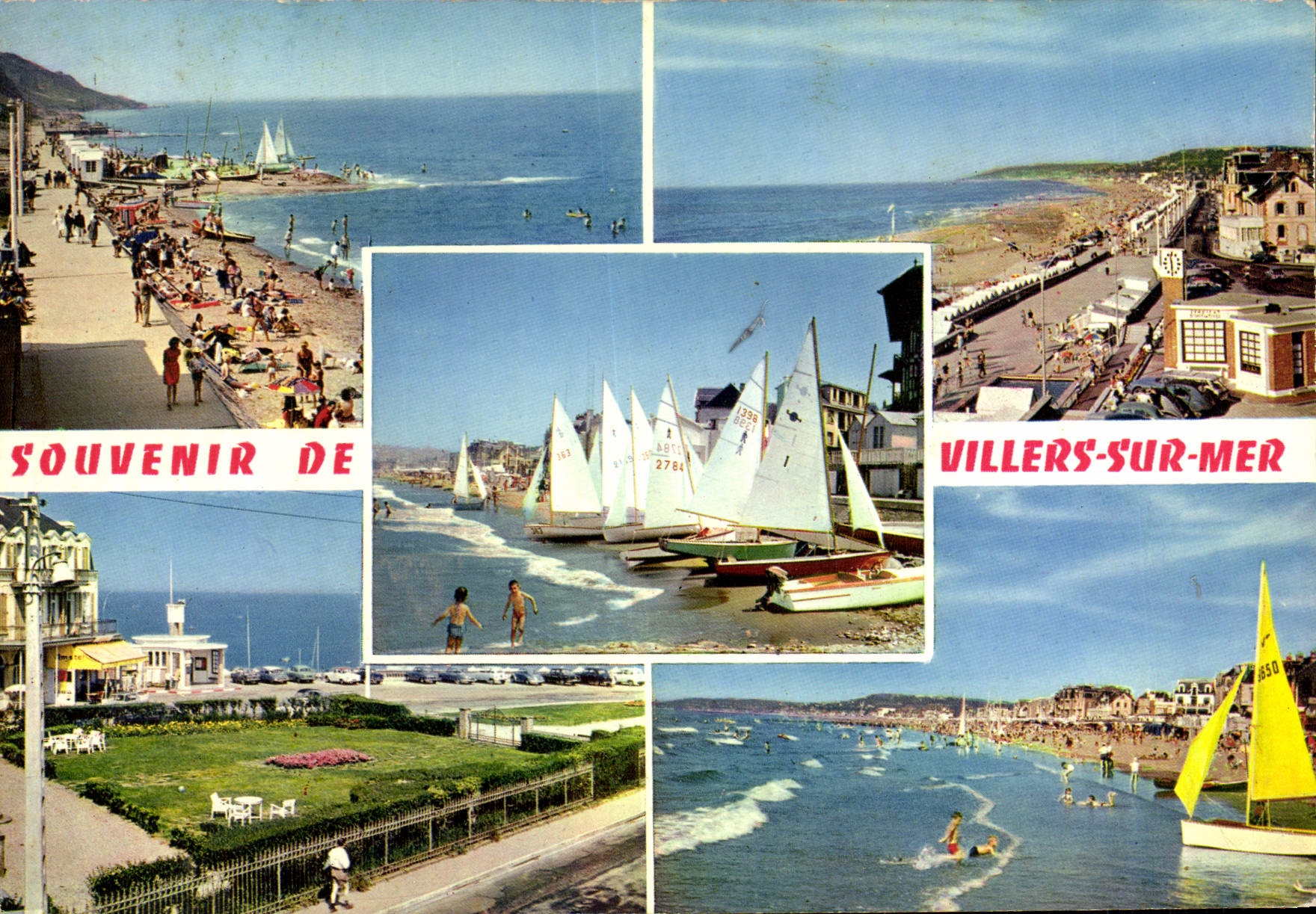 CPM Villers sur Mer Promenade et la plage Voiliers sur la plage Place Jean Mermoz