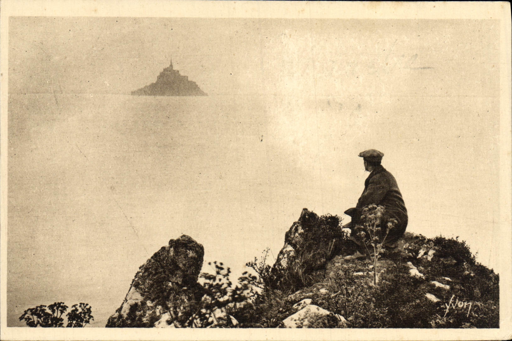 VINTAGE POSTCARD the Mount St Michel the Mount Seen of I' Ilot of Tombelaine
