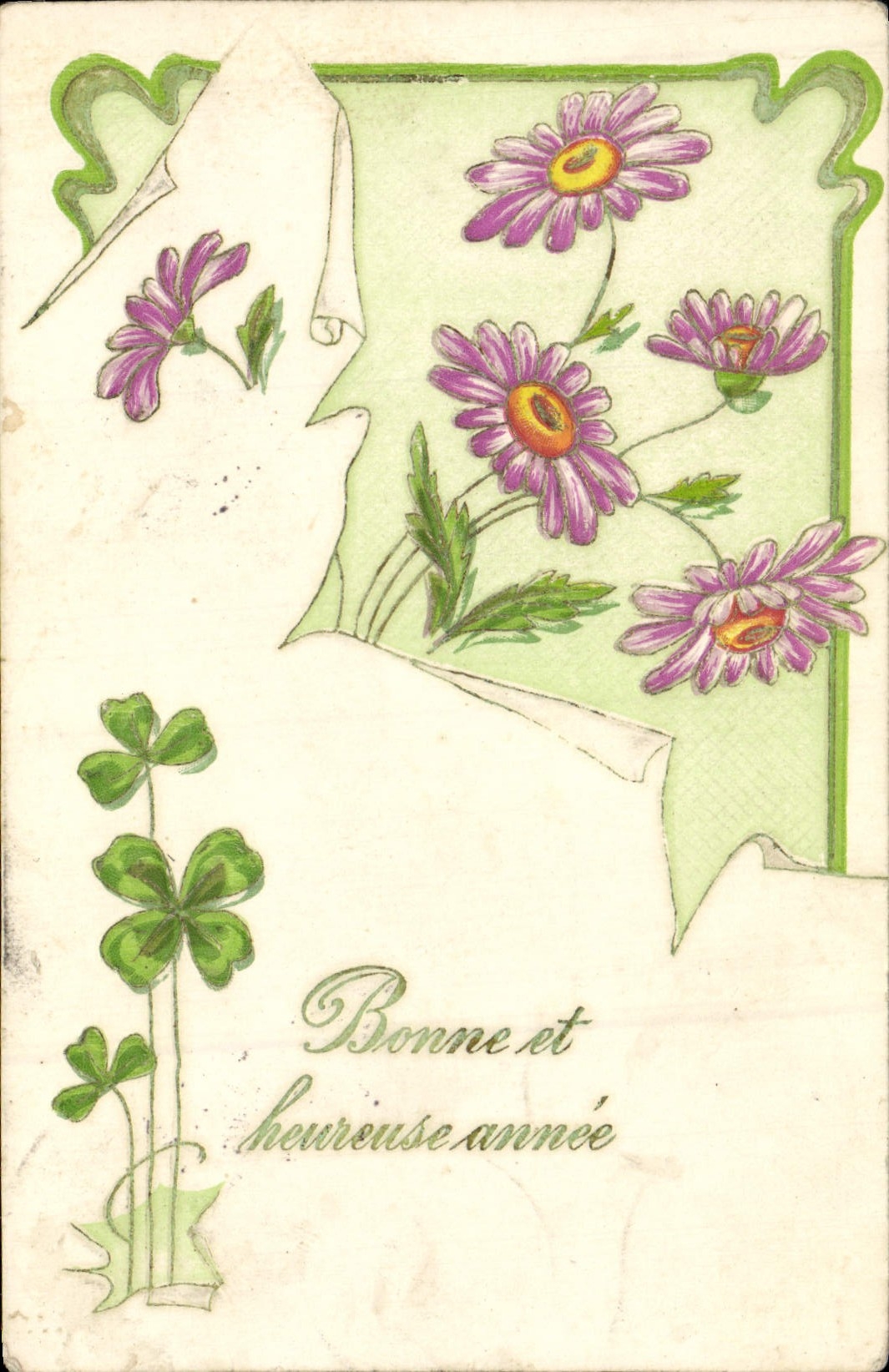 CPA Fantaisie Fleurs Bonne et Heureuse 