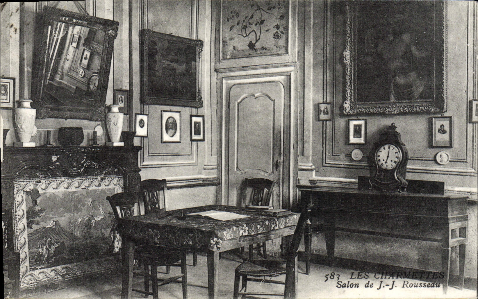 VINTAGE POSTCARD Charmettes Living room of JJ Rousseau
