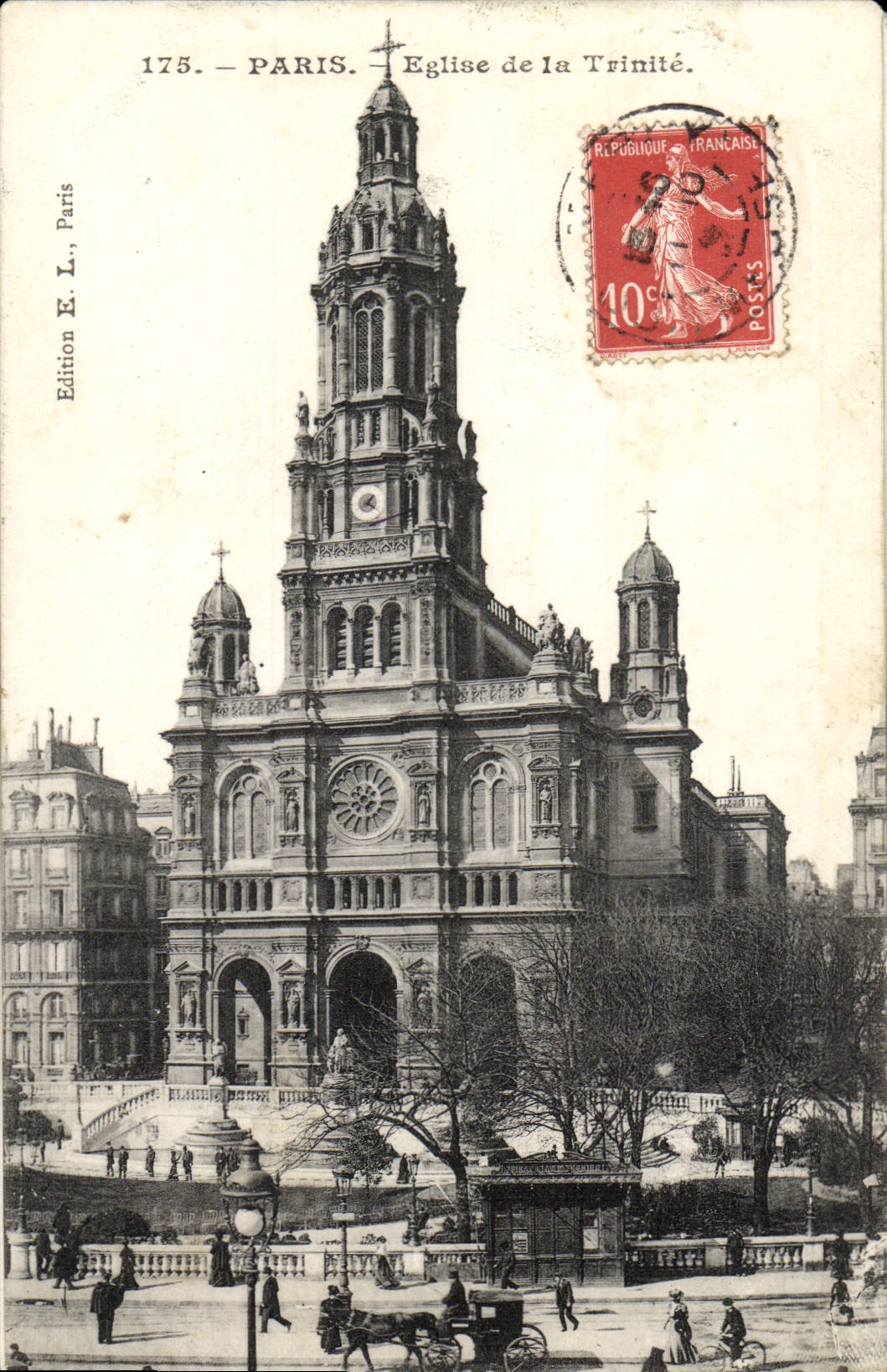 VINTAGE POSTCARD Paris Church of the Trinity