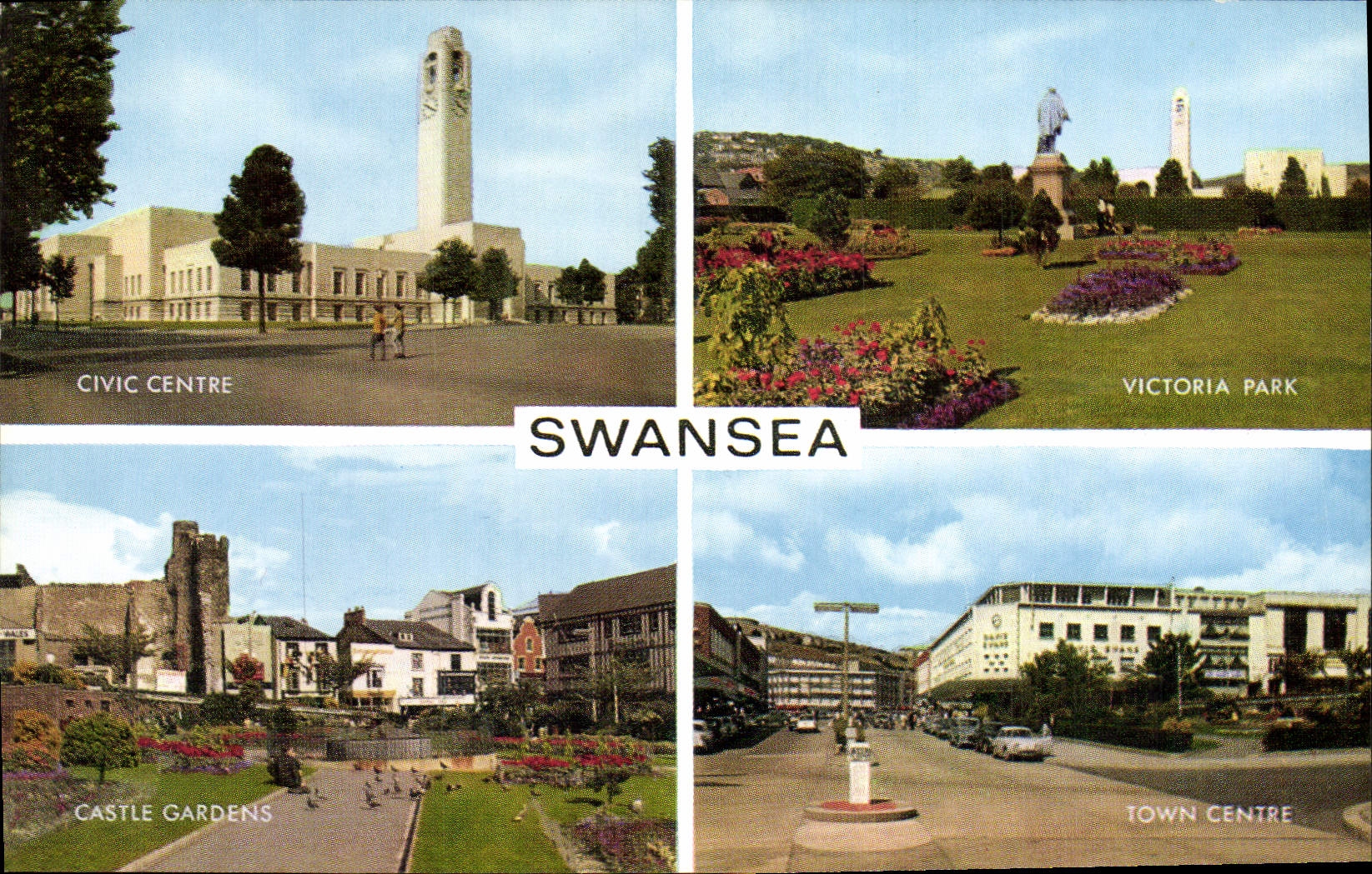 MODERN CARD Swansea Civic centers Victoria Park Castle gardens Town centers