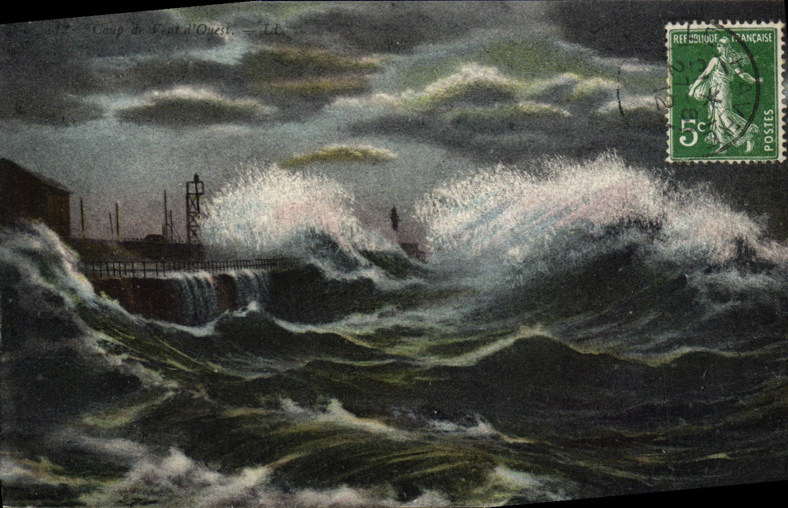 VINTAGE POSTCARD Strong gale of West