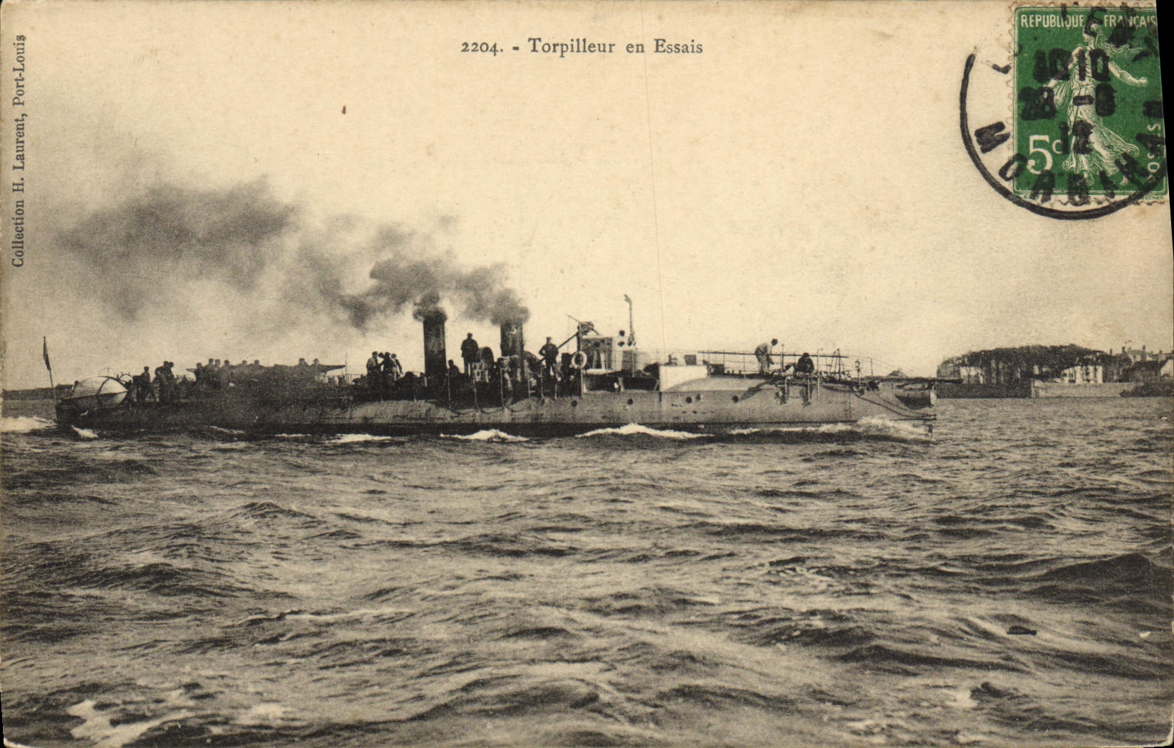 VINTAGE POSTCARD Destroyer Under Tests Boat