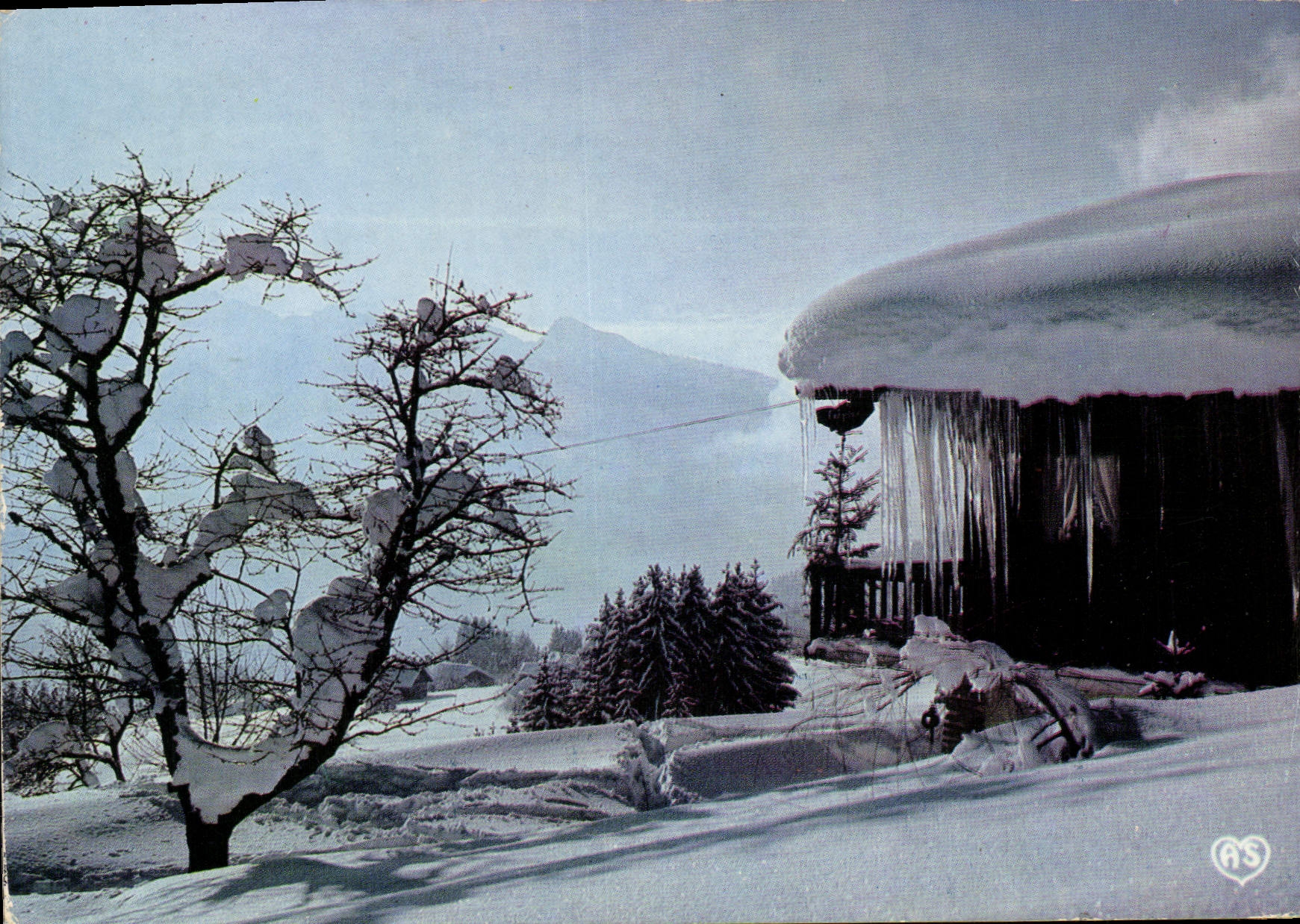 POSTAL MODERNA invierno en nuestras montañas los gráficos de nieves