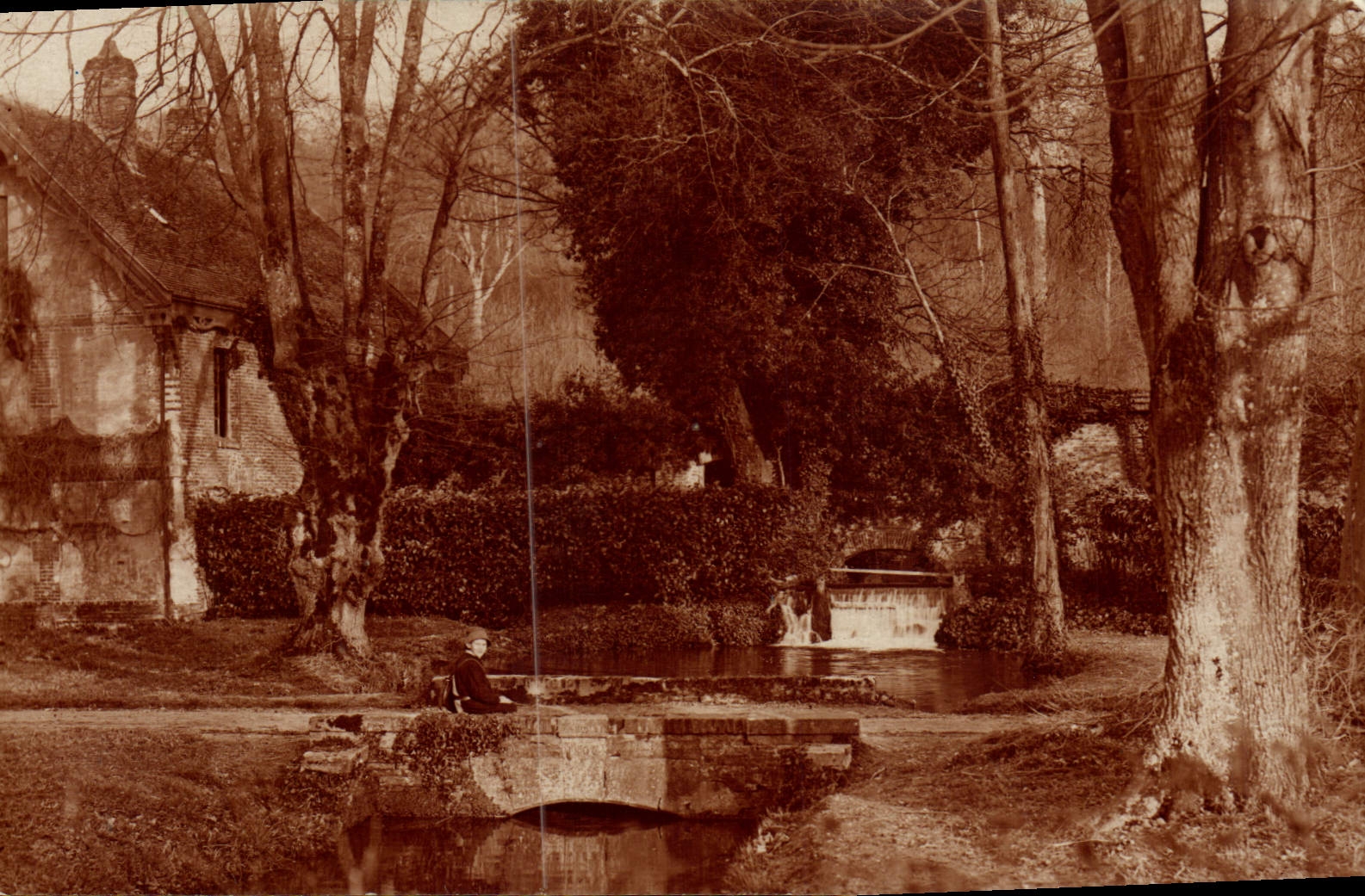 Real photo House at the edge of water