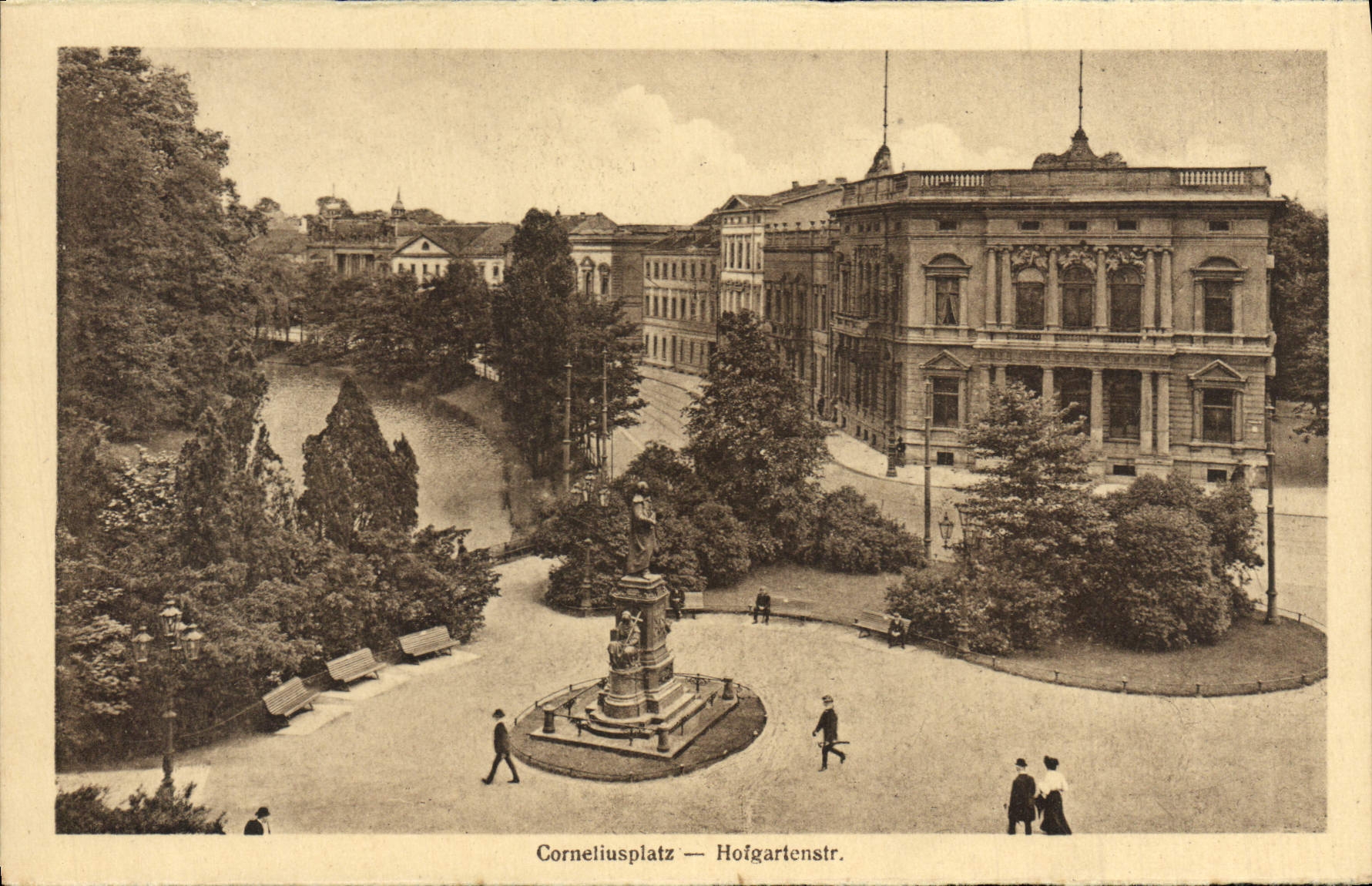 CPA Dusseldorf Corneliusplatz Holgartenstr Theinpartie Train