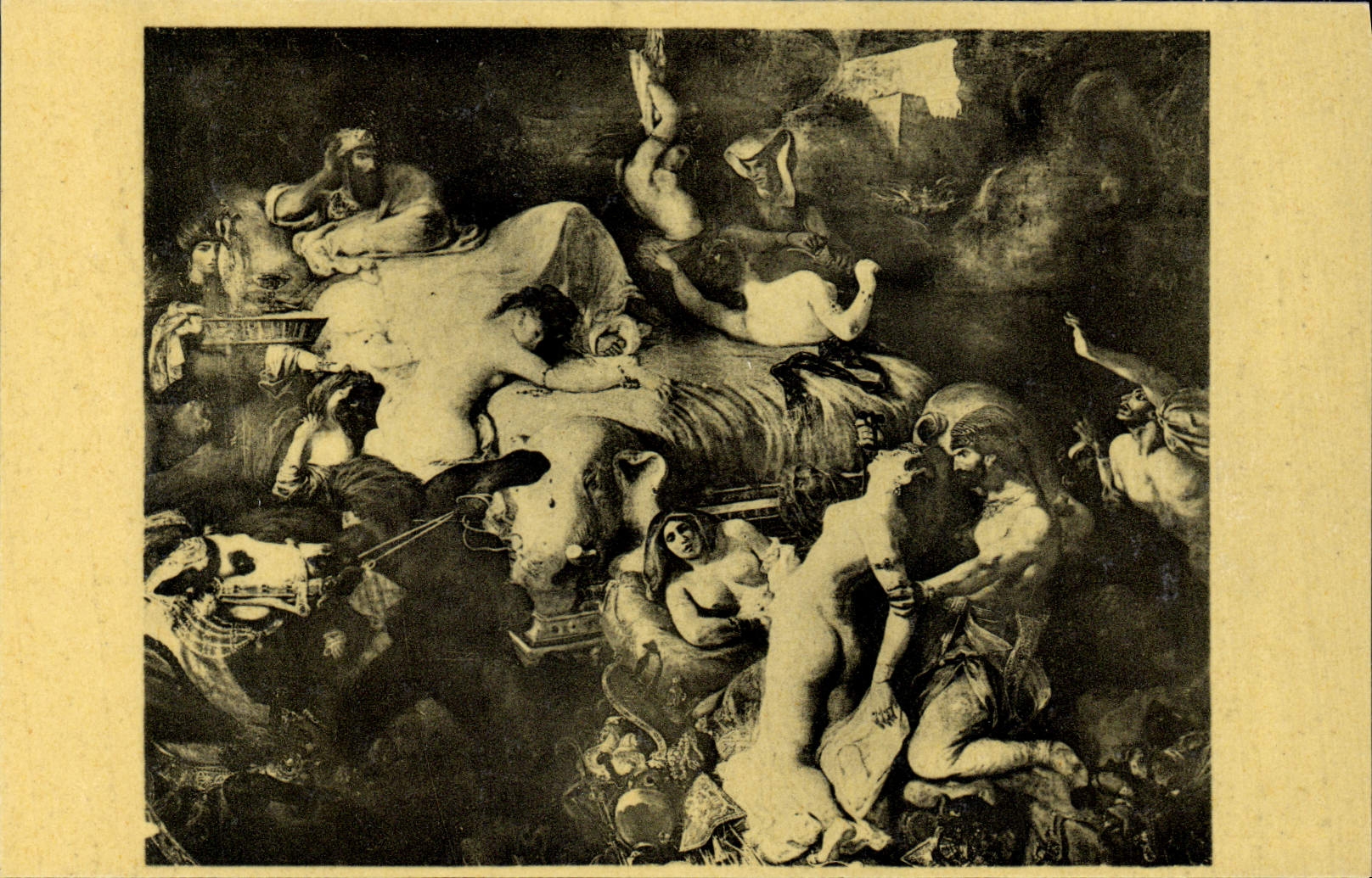 VINTAGE POSTCARD Delacroix the death of Sardanapale Paris Museum Of Louvre