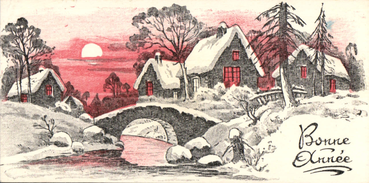 CPM Fantaisie Bonne annee Maison Pont 