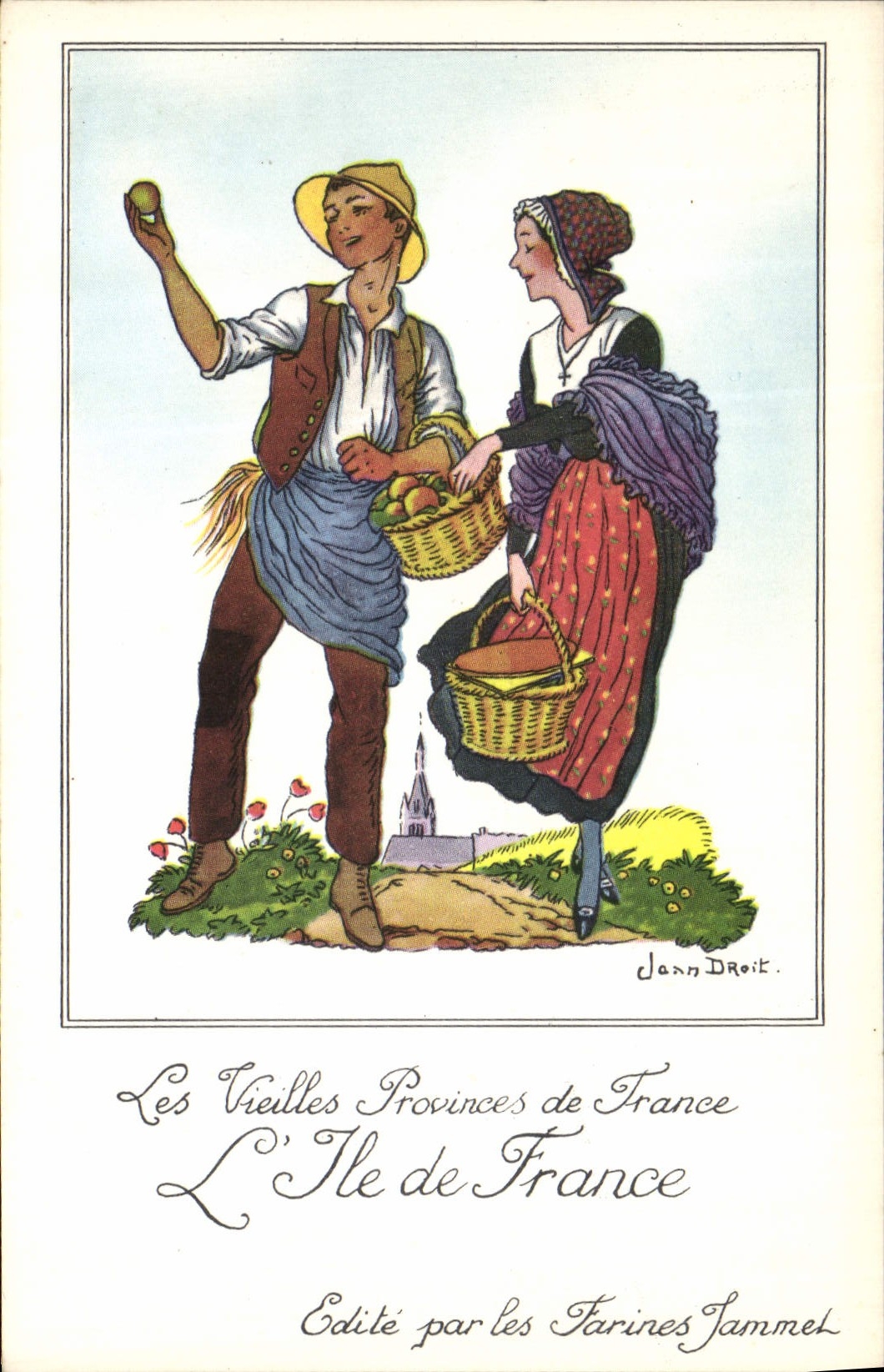 CPM Les Vieilles Provinces de France Ile de France Publicite Farines Jammet Folklore