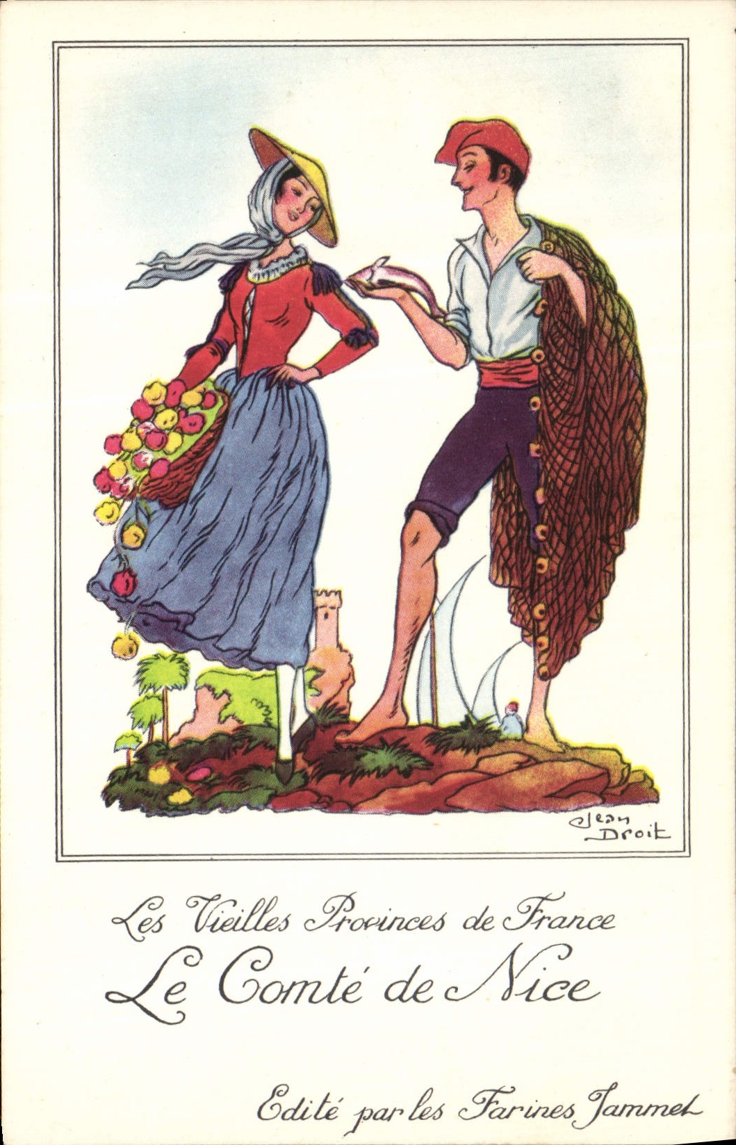 CPM Les Vieilles Provinces de France Comte de Nice Publicite Farines Jammet Folklore