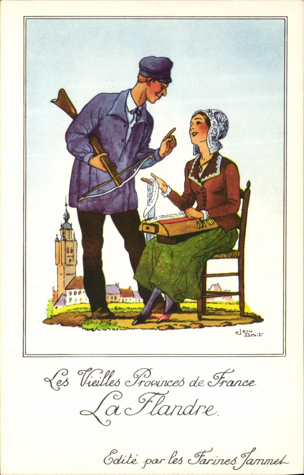 CPM Les Vieilles Provinces de France Flandre Publicite Farines Jammet Folklore
