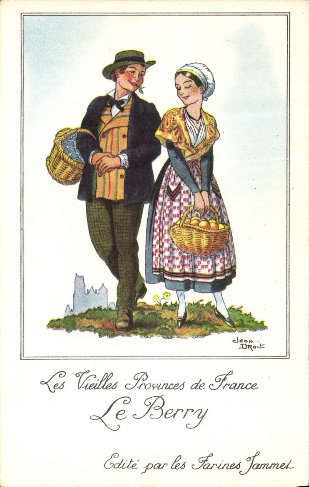 CPM Les Vieilles Provinces de France Berry Publicite Farines Jammet Folklore