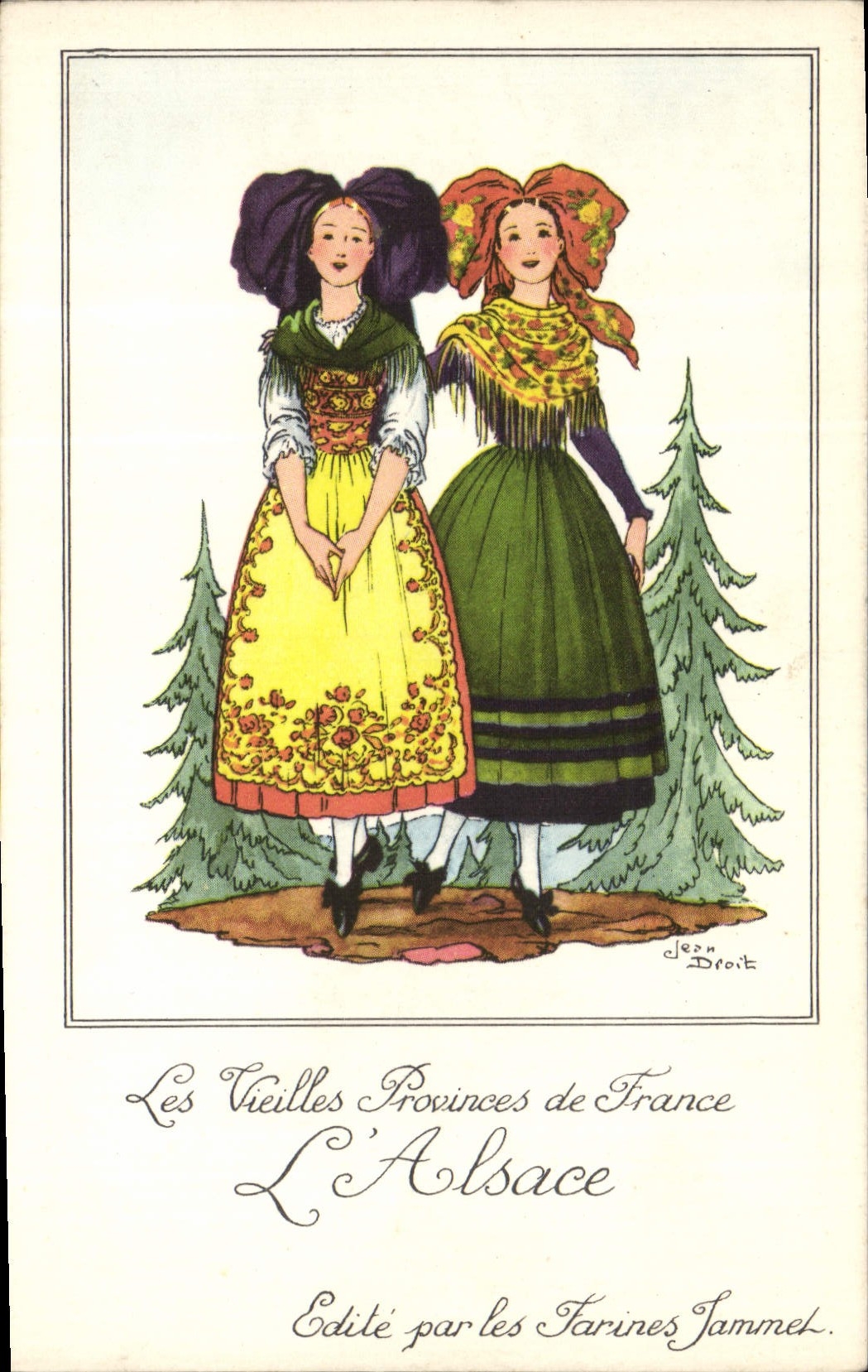 CPM Les Vieilles Provinces de France Alsace Publicite Farines Jammet Folklore