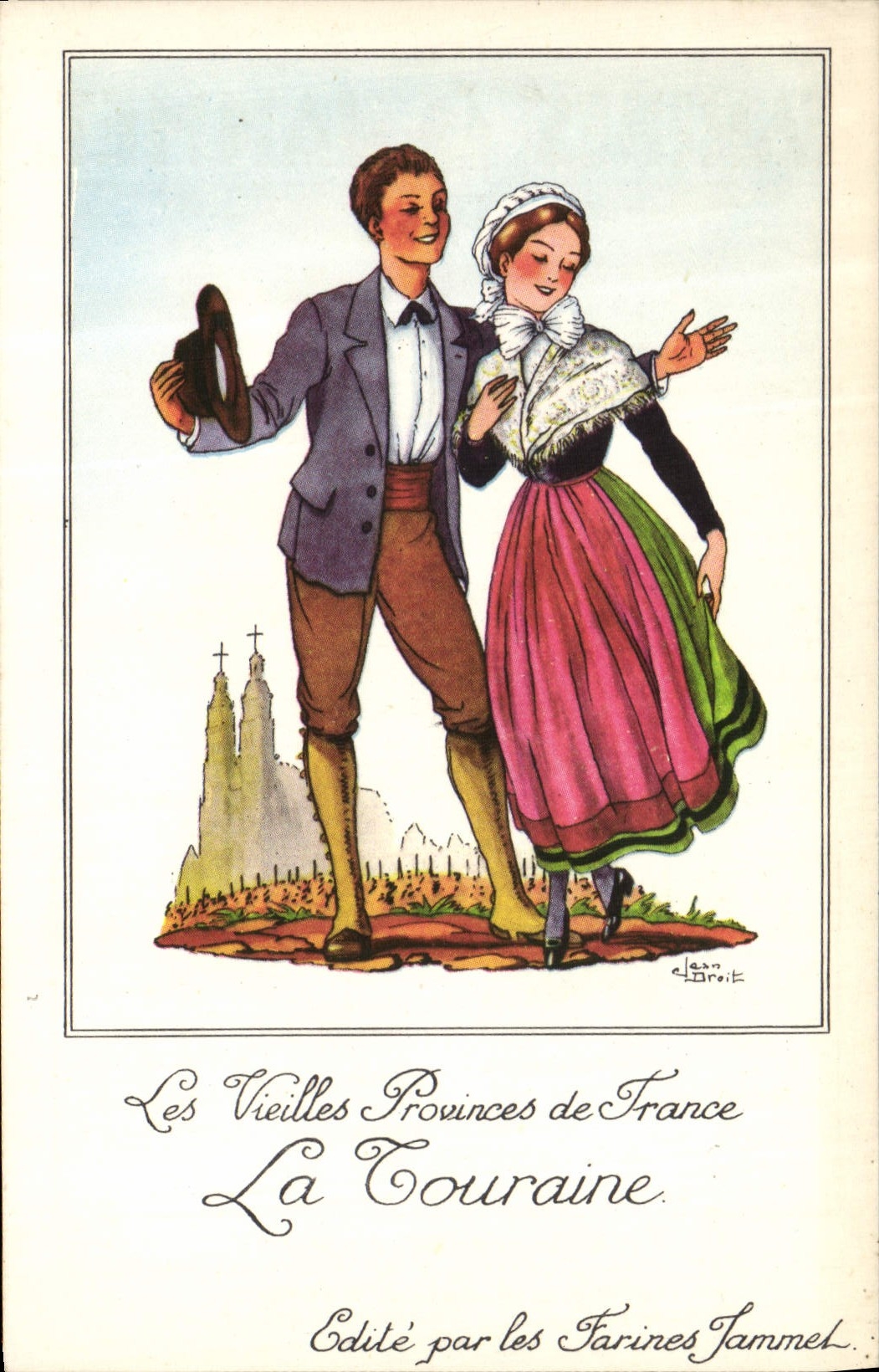 CPM Les Vieilles Provinces de France Touraine Publicite Farines Jammet Folklore