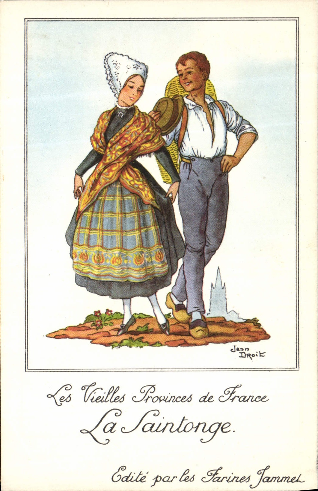 CPM Les Vieilles Provinces de France Saintonge Publicite Farines Jammet Folklore