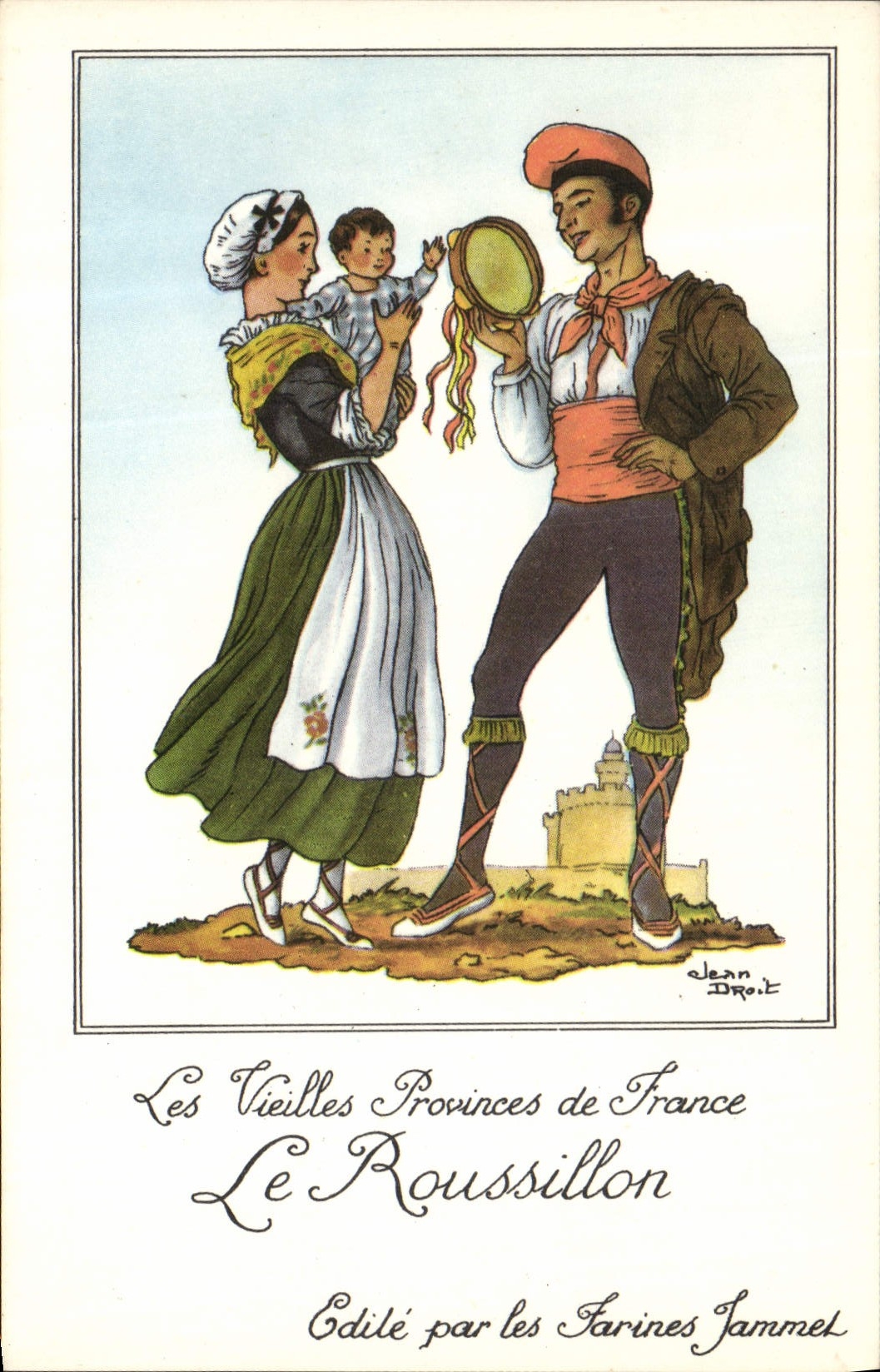 CPM Les Vieilles Provinces de France Roussillon Publicite Farines Jammet Folklore