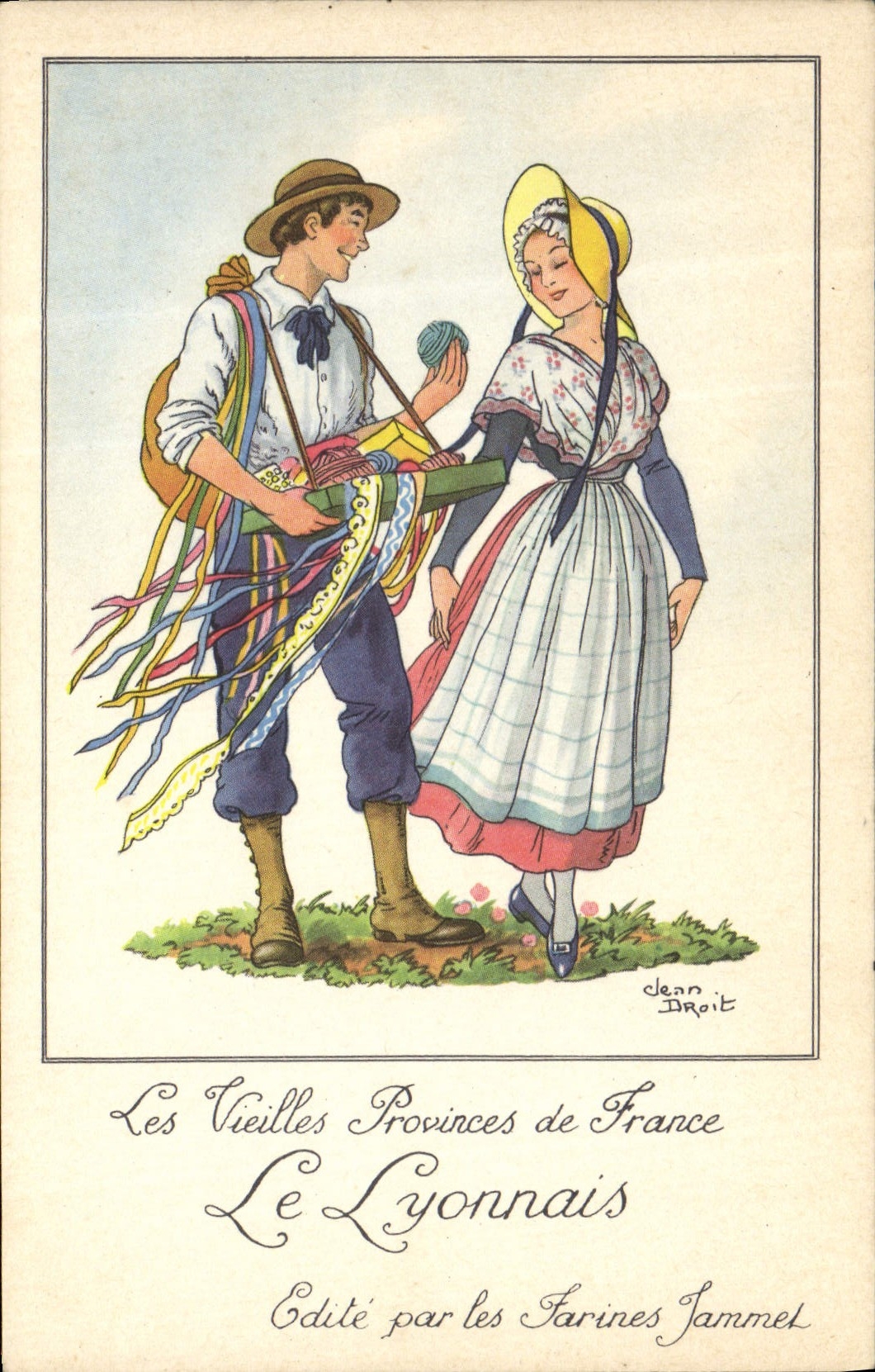 CPM Les Vieilles Provinces de France Lyonnais Publicite Farines Jammet Folklore