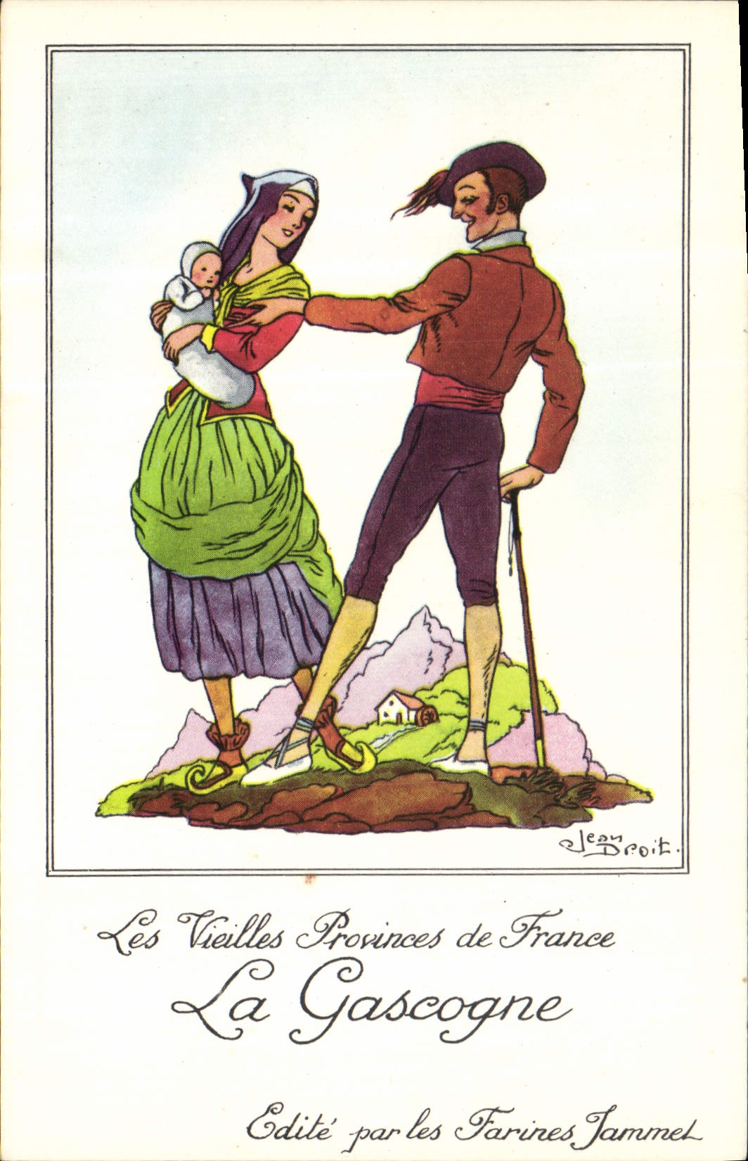 CPM Les Vieilles Provinces de France Gascogne Publicite Farines Jammet Folklore