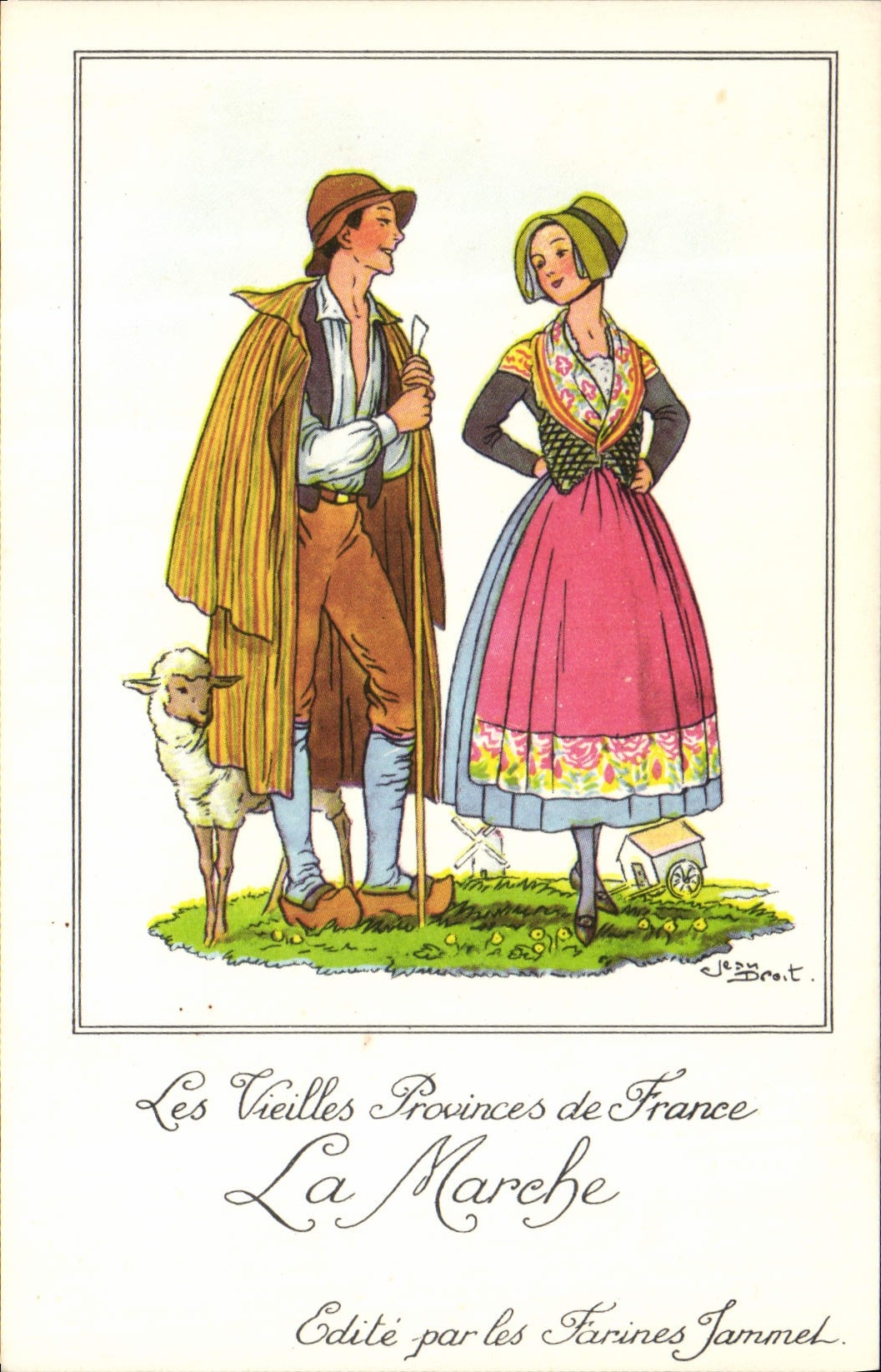 CPM Les Vieilles Provinces de France La Marche Publicite Farines Jammet Folklore