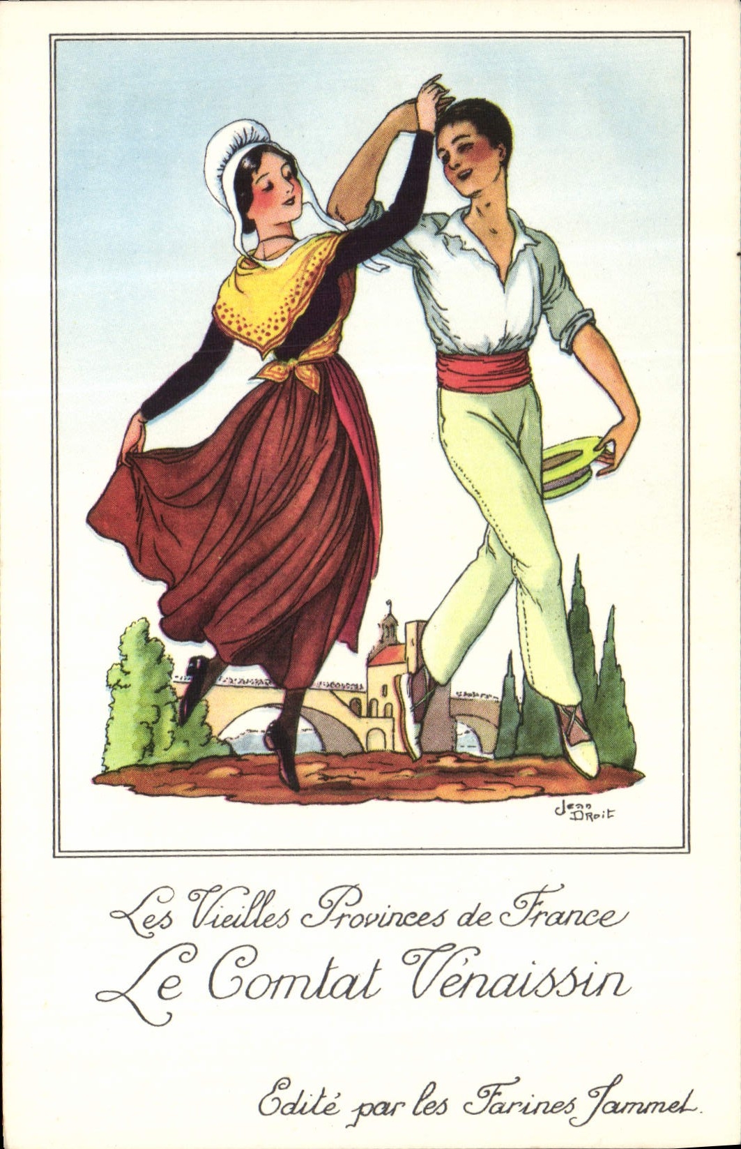 CPM Les Vieilles Provinces de France Comtat Venaissin Publicite Farines Jammet Folklore
