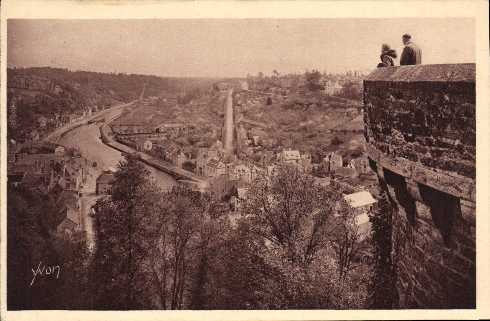 VINTAGE POSTCARD Dinan Brittany Panorama On the Rancid one