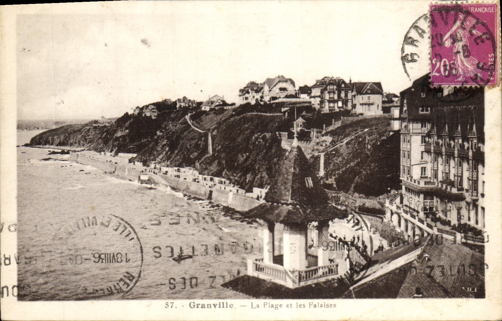 VINTAGE POSTCARD Granville the Beach and Cliffs