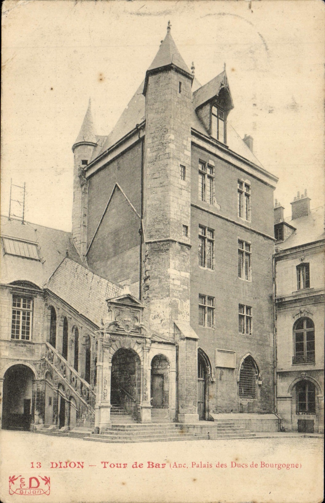 VINTAGE POSTCARD Dijon Turn of Bar Old palate of the Dukes of Burgundy