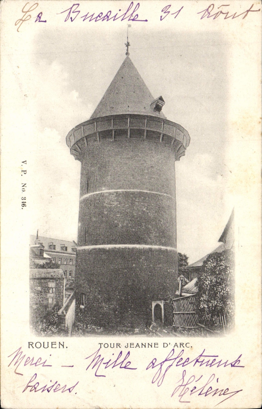 VINTAGE POSTCARD Rouen Tower Jeanne D' Arc