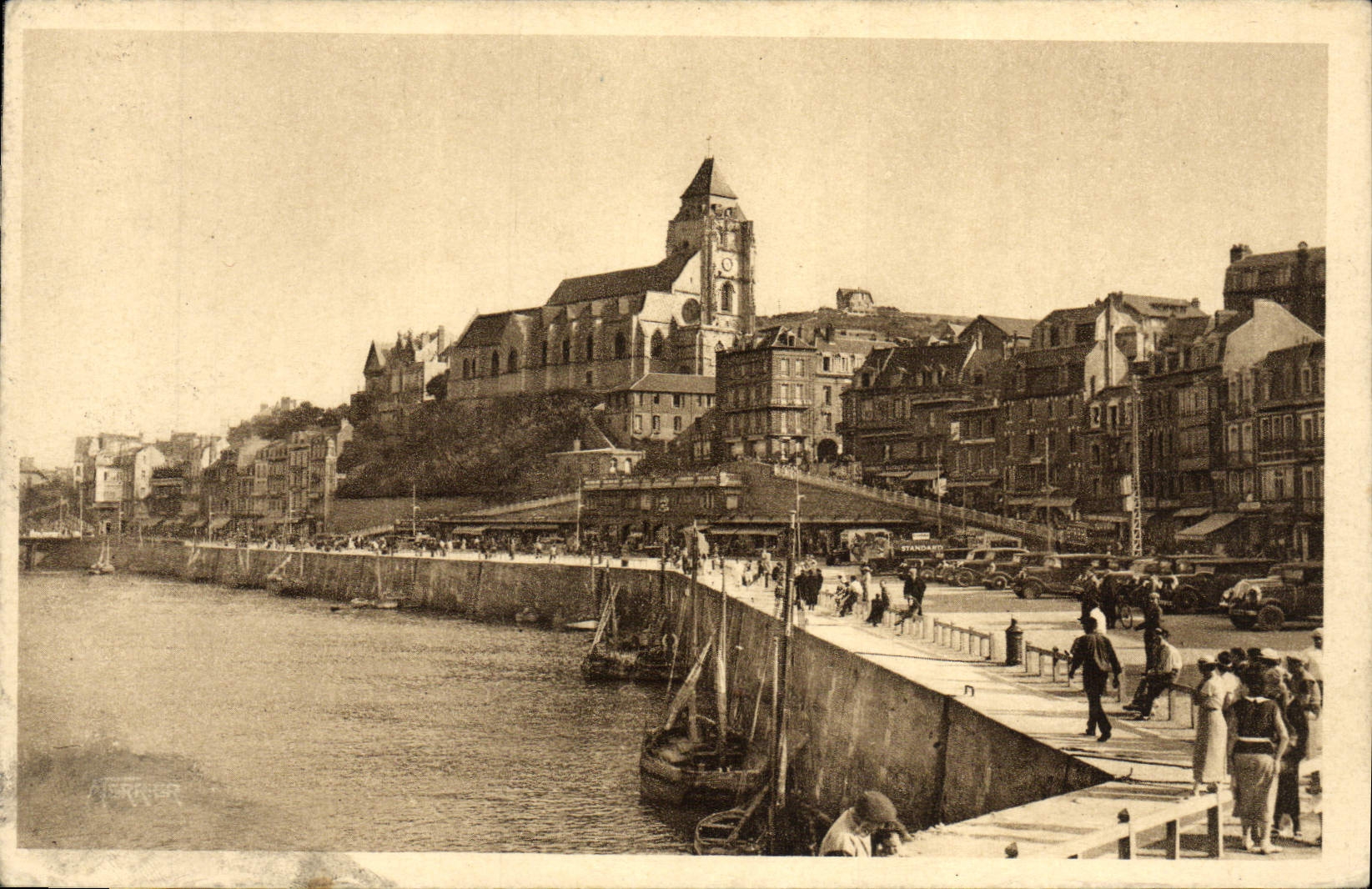 Opinión de Treport de la POSTAL de la VENDIMIA del muelle 1r de Treport y de François