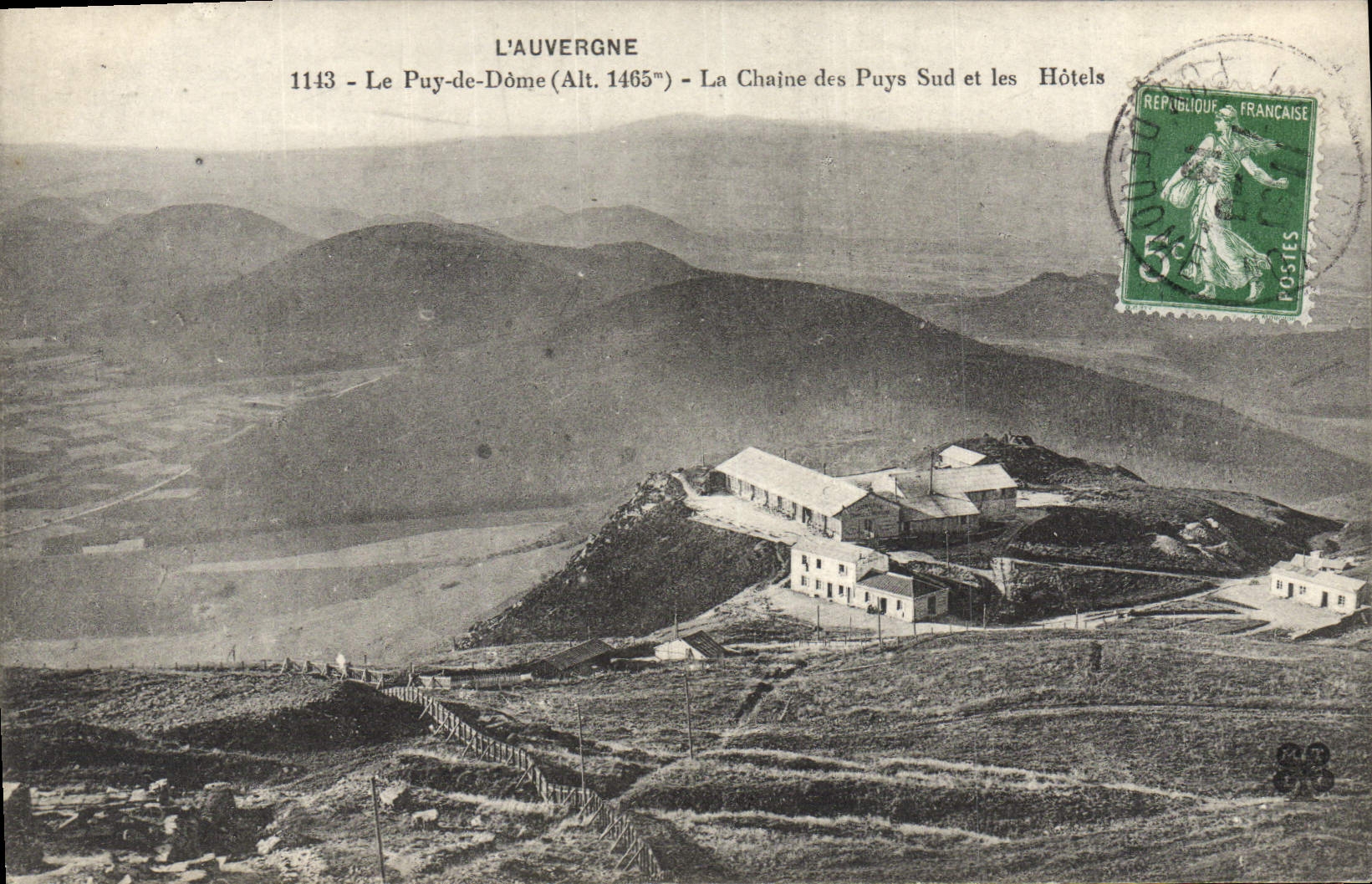 VINTAGE POSTCARD Auvergne Puy de Dome the Chain Of Southern Puys and Hotels