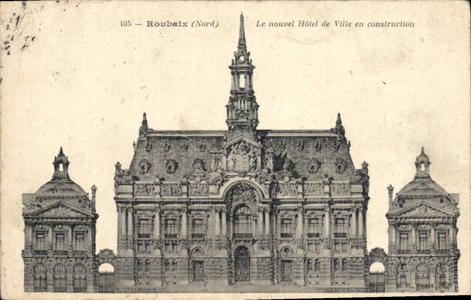 CPA Roubaix Le nouvel hotel de ville en construction