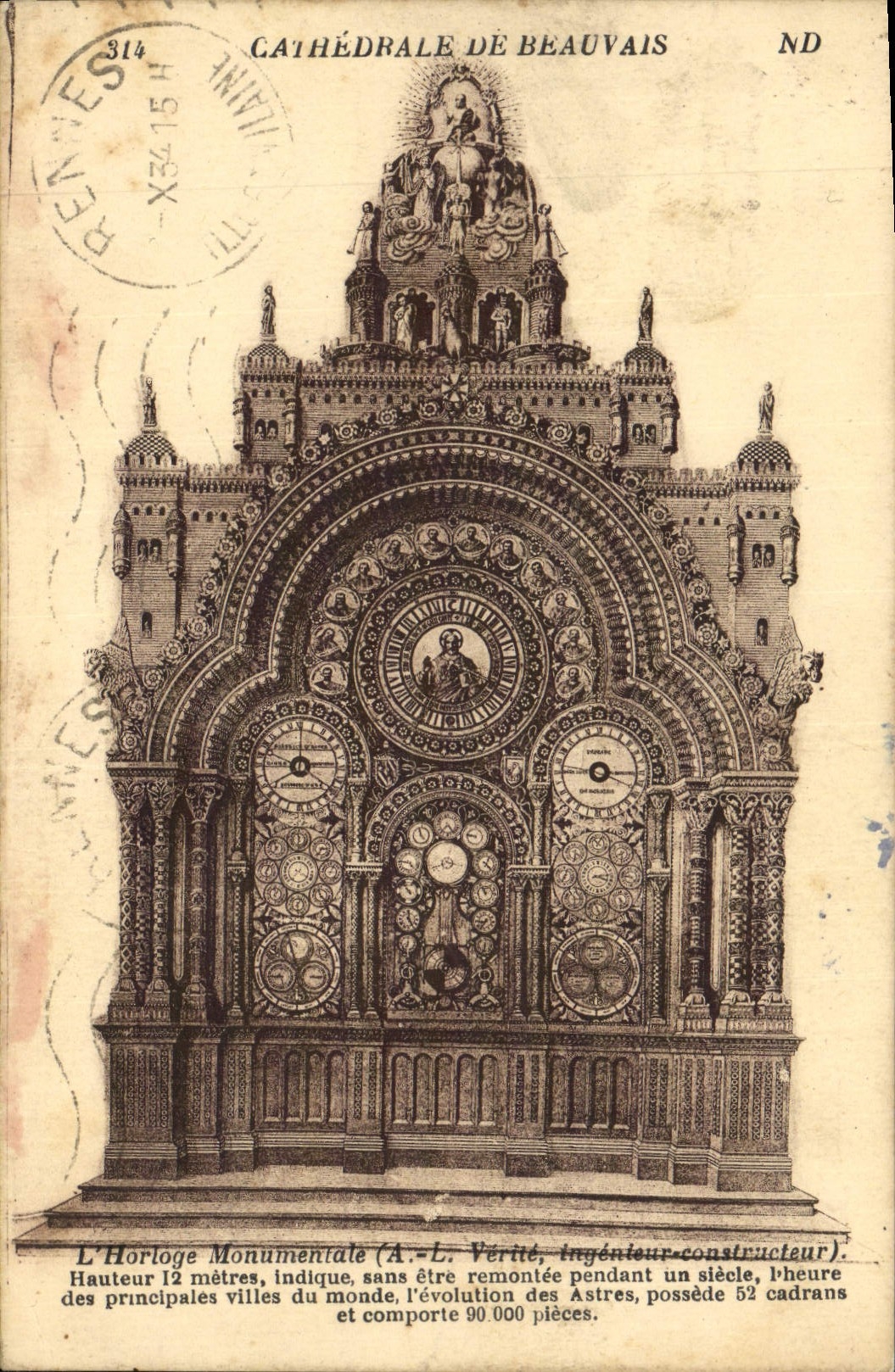 CPA Cathedrale De Beauvais L'horloge monumentale